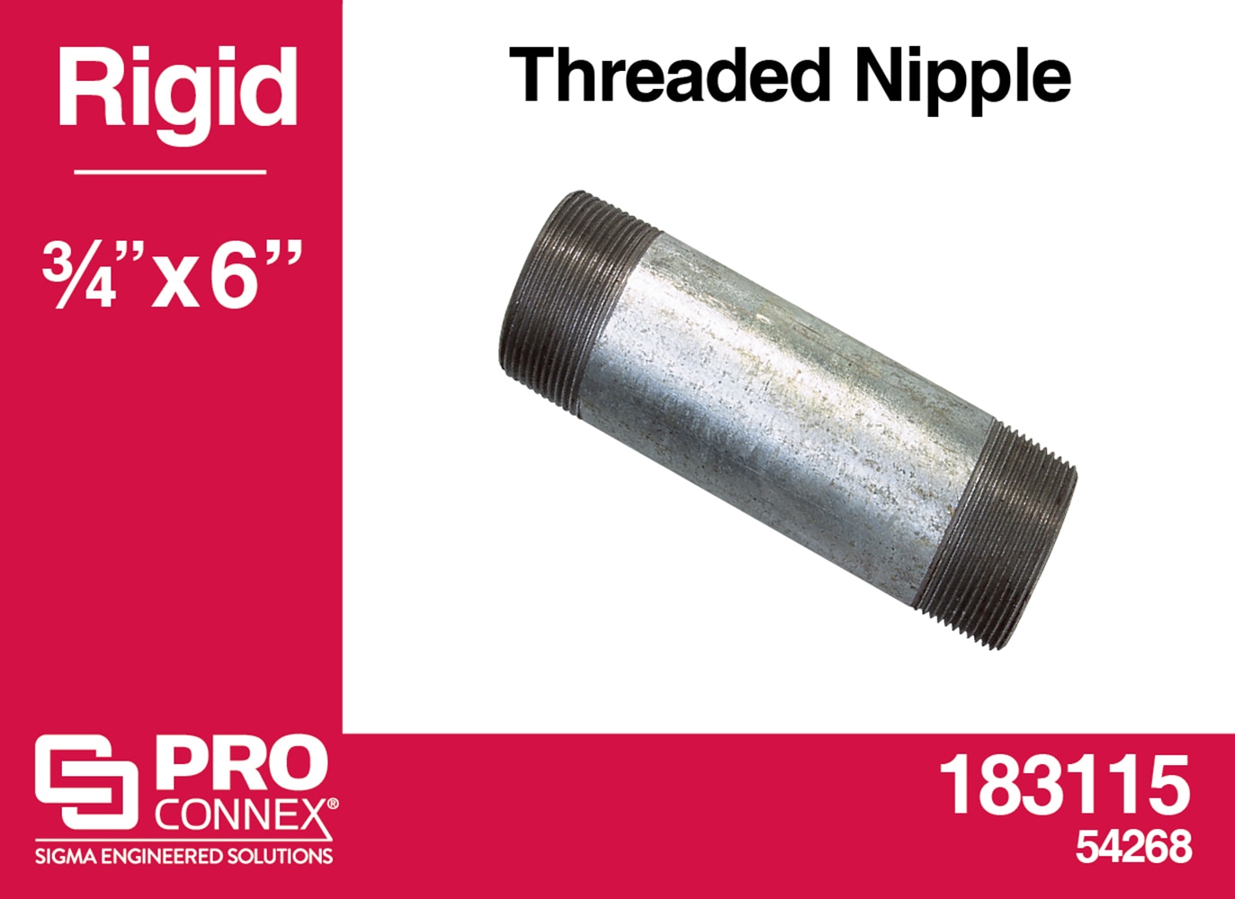 Sigma ProConnex 3/4-in Rigid / IMC Zinc-plated Steel Threaded Nipple  Conduit Fittings