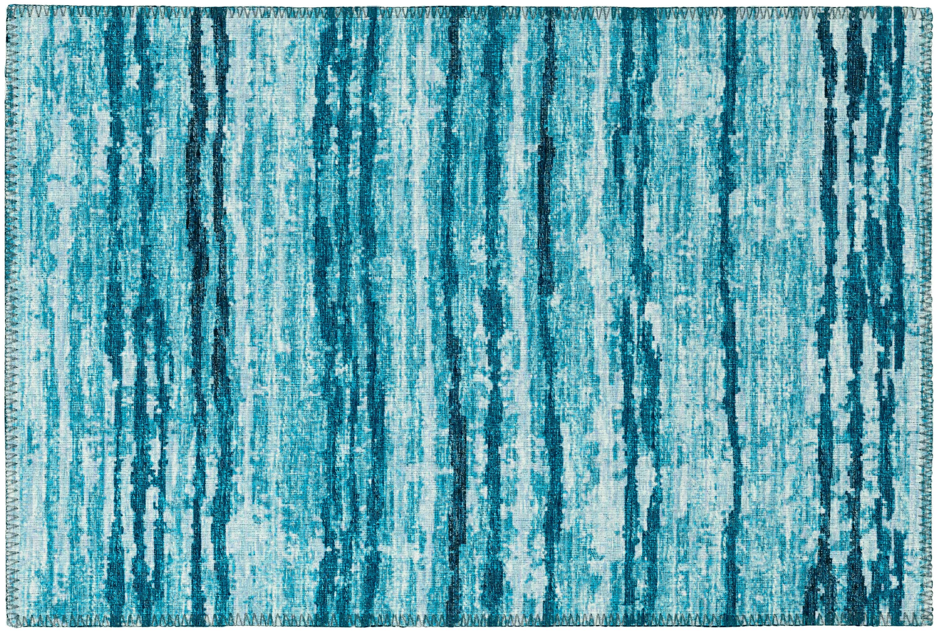 Addison Rugs ABV34BL20X30 Bravado 2 x 3 (ft) Chenille Blue Rectangular Indoor/Outdoor Stripe Southwestern Machine washable Throw rug
