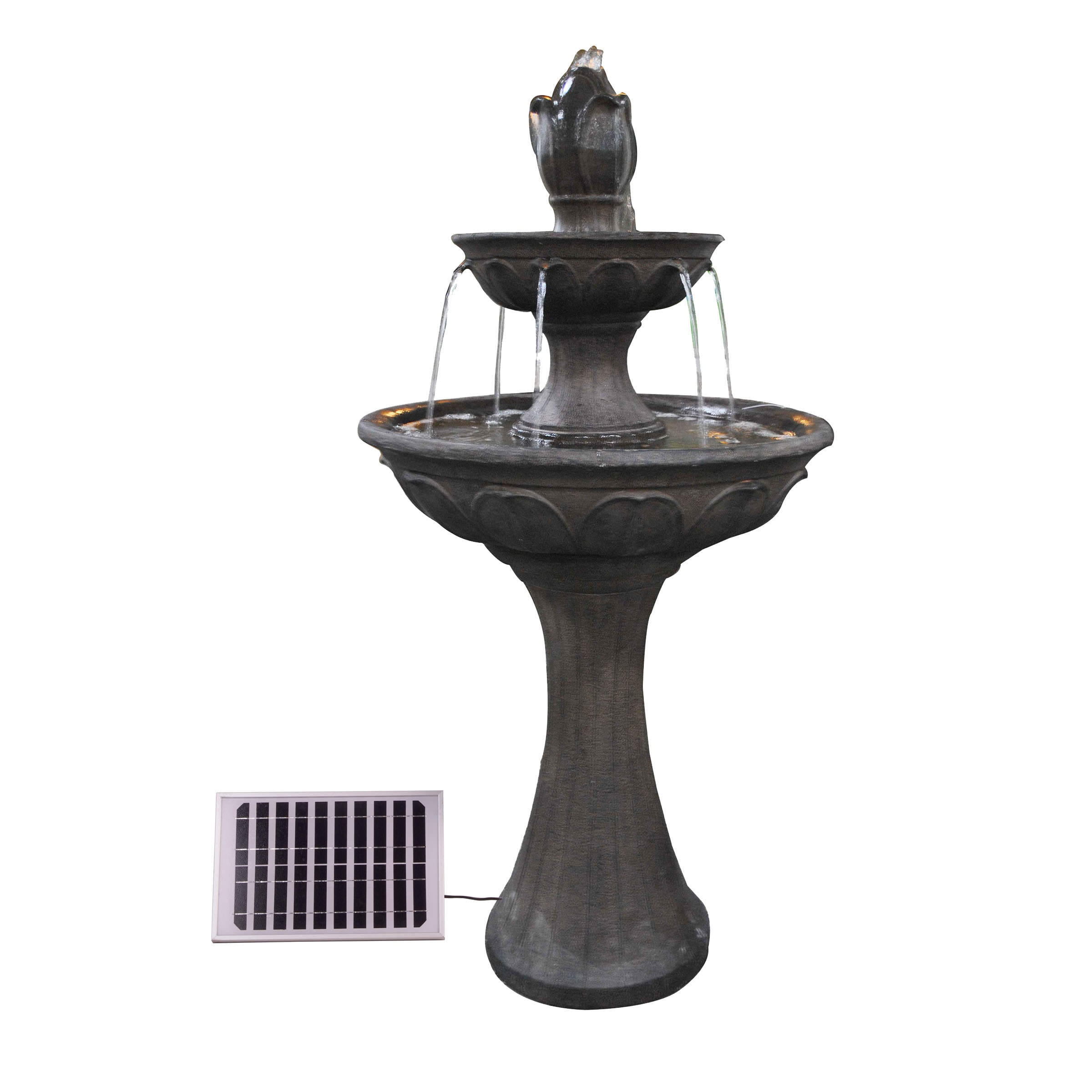 Alpine Corporation USA1158SLR 43 H Stone Solar Powered Tiered Outdoor Fountain Pump Included