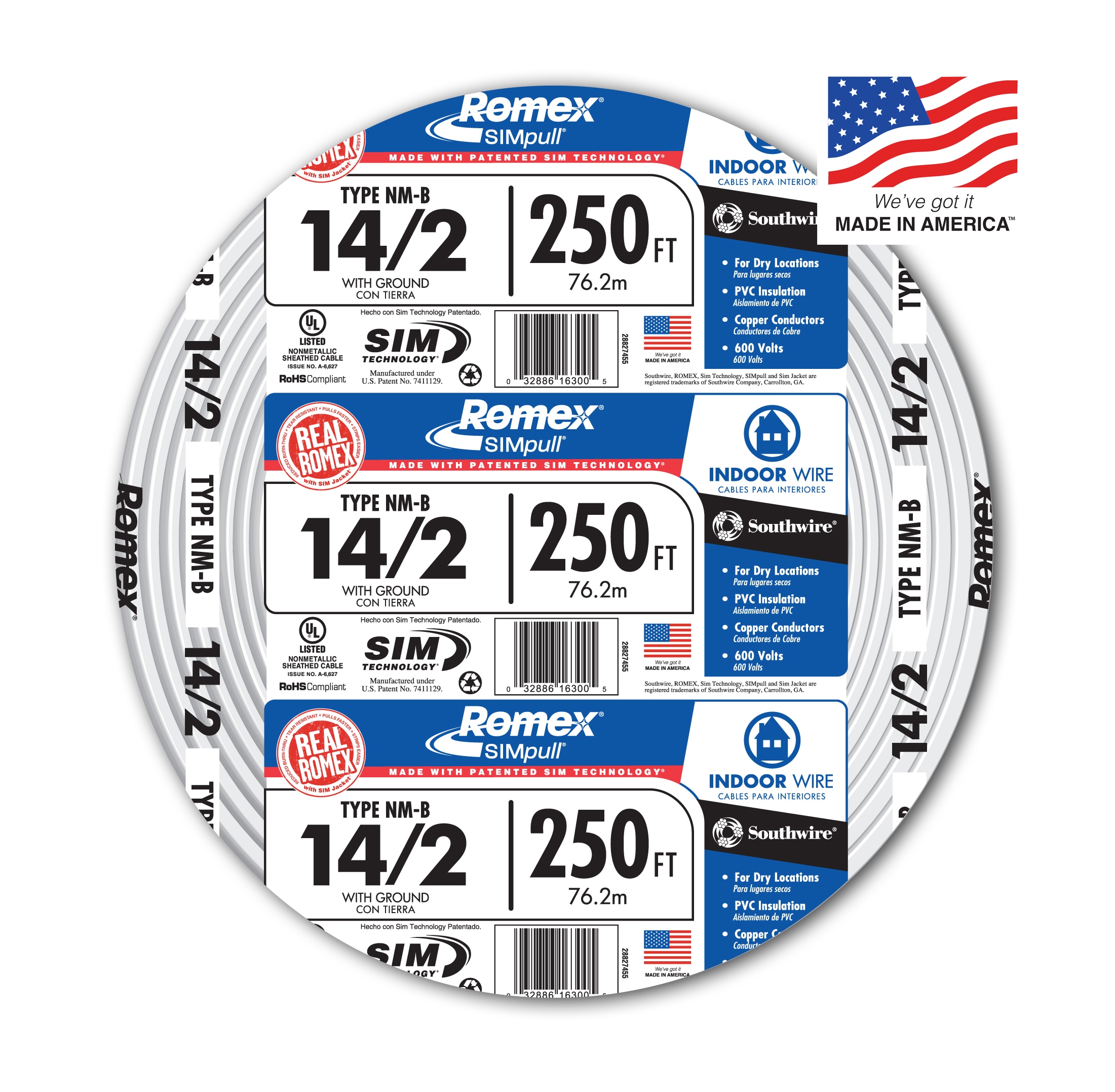 Southwire 14/2 CU NM-B W/G 250-FT 28827469 at Lowes.com