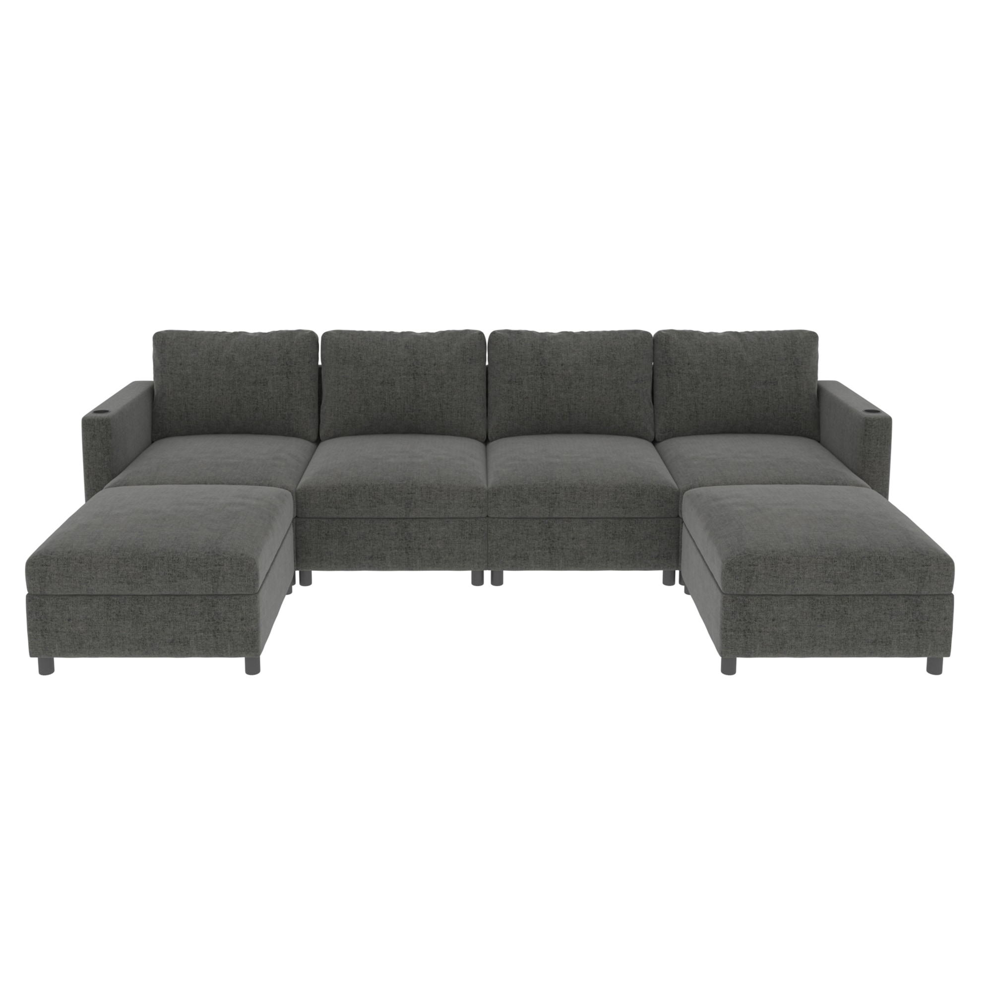 Bybafun YA3700422 123.6-in Casual Gray Chenille 6+ -seater Sectional