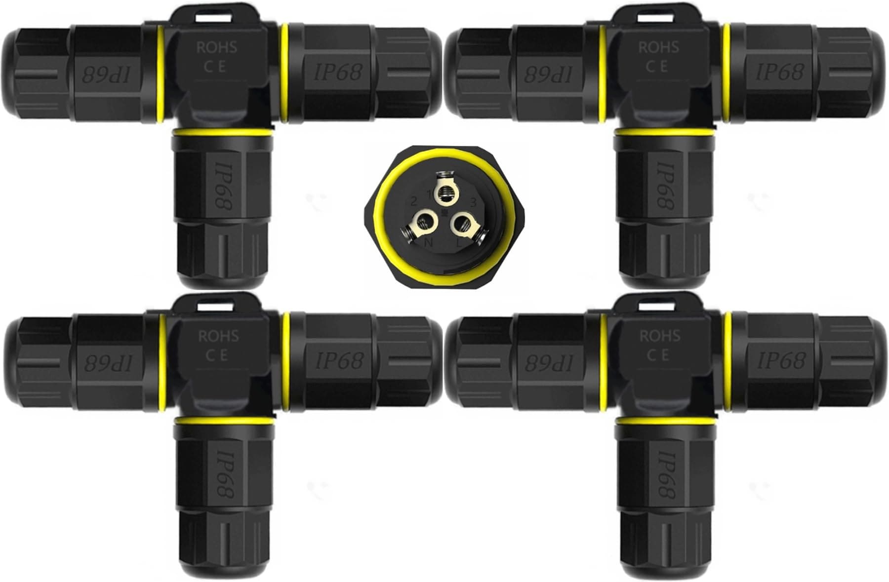 Anqtovp 4 Pack 3 Way IP68 Waterproof Junction Box 3 Pole M20 Outdoor Electrical Cable Connector for Underground Use Fits 4.5 to 10mm Wire #LAN0428J24