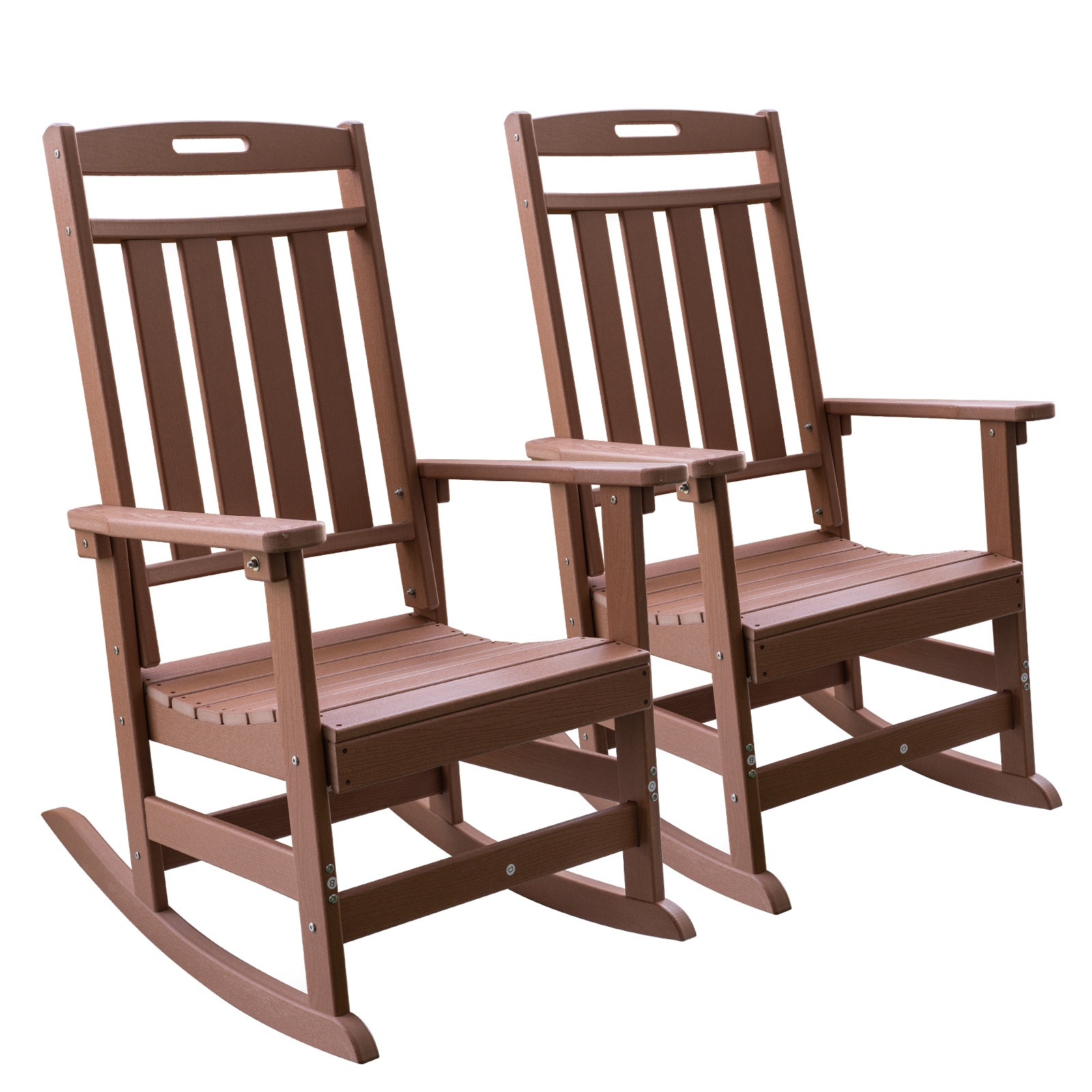 Upland YYRC-TK2 rocking chair Set of 2 Teak HDPE Frame Rocking Chair with Brown Solid Seat
