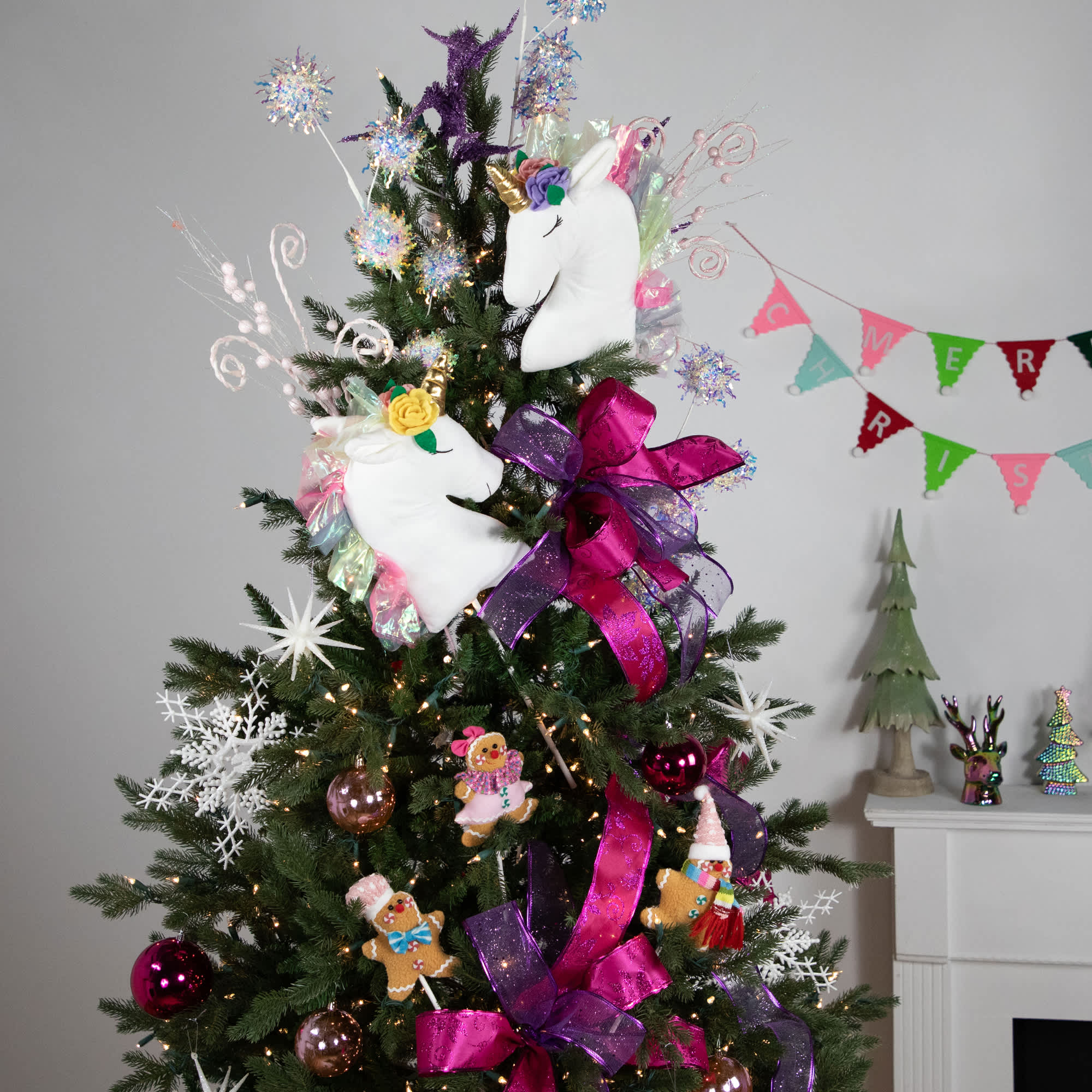 Northlight Plush Rainbow Unicorn Christmas Picks - 24 inch - Set of 2 ...