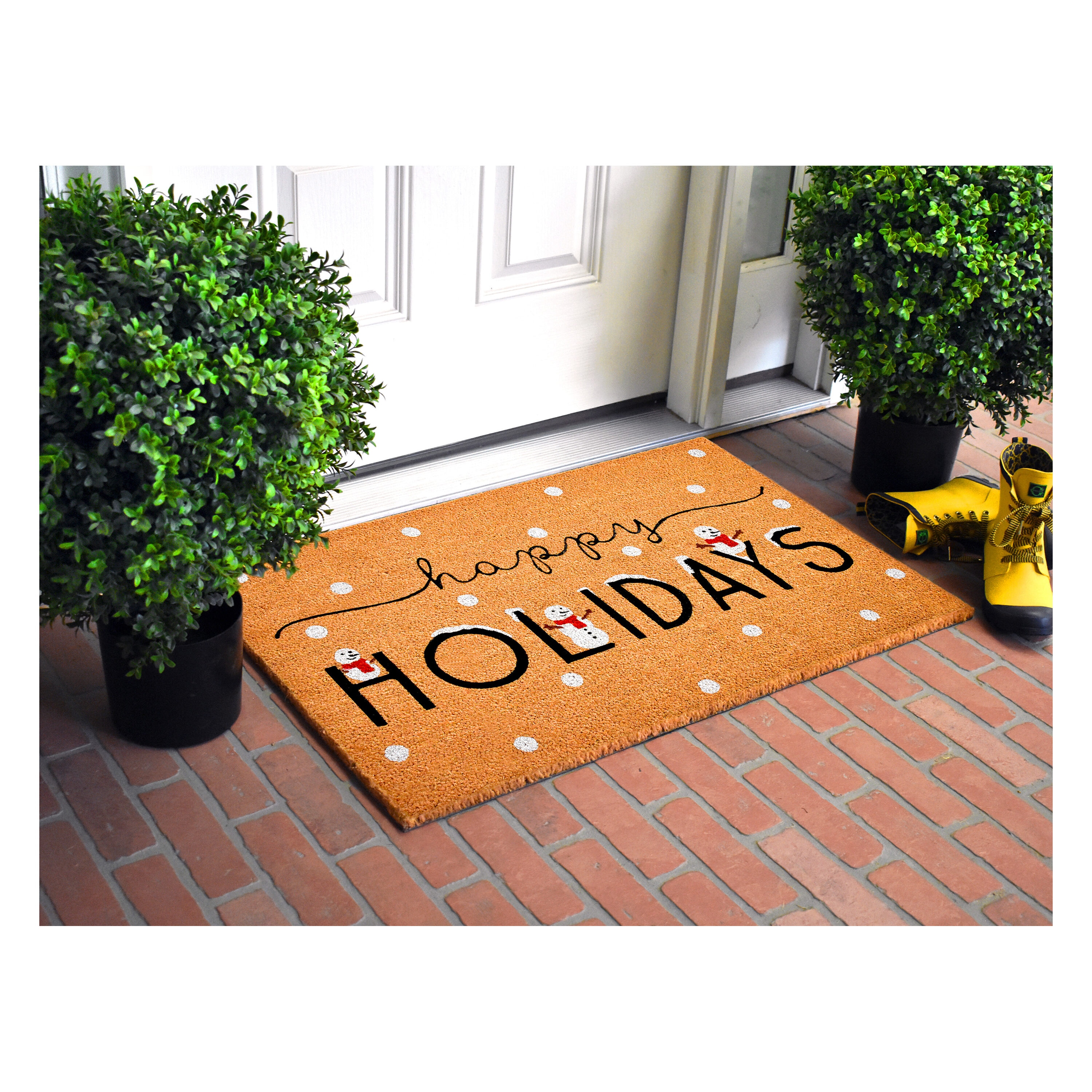Happy Holidays Coir Outdoor Christmas Doormat 17" x 29"
