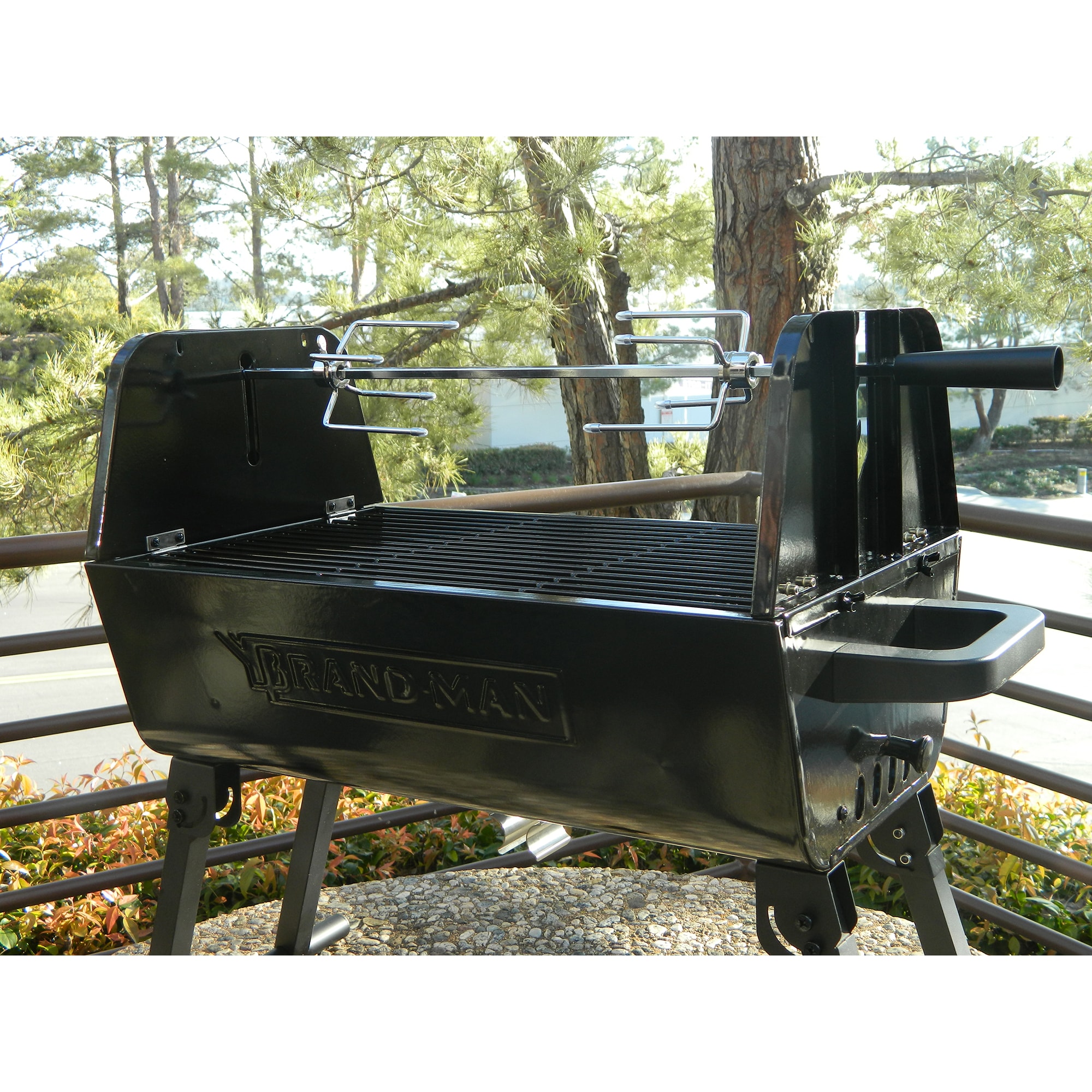 Portable Black Stainless Steel Charcoal Grill with Rotisserie