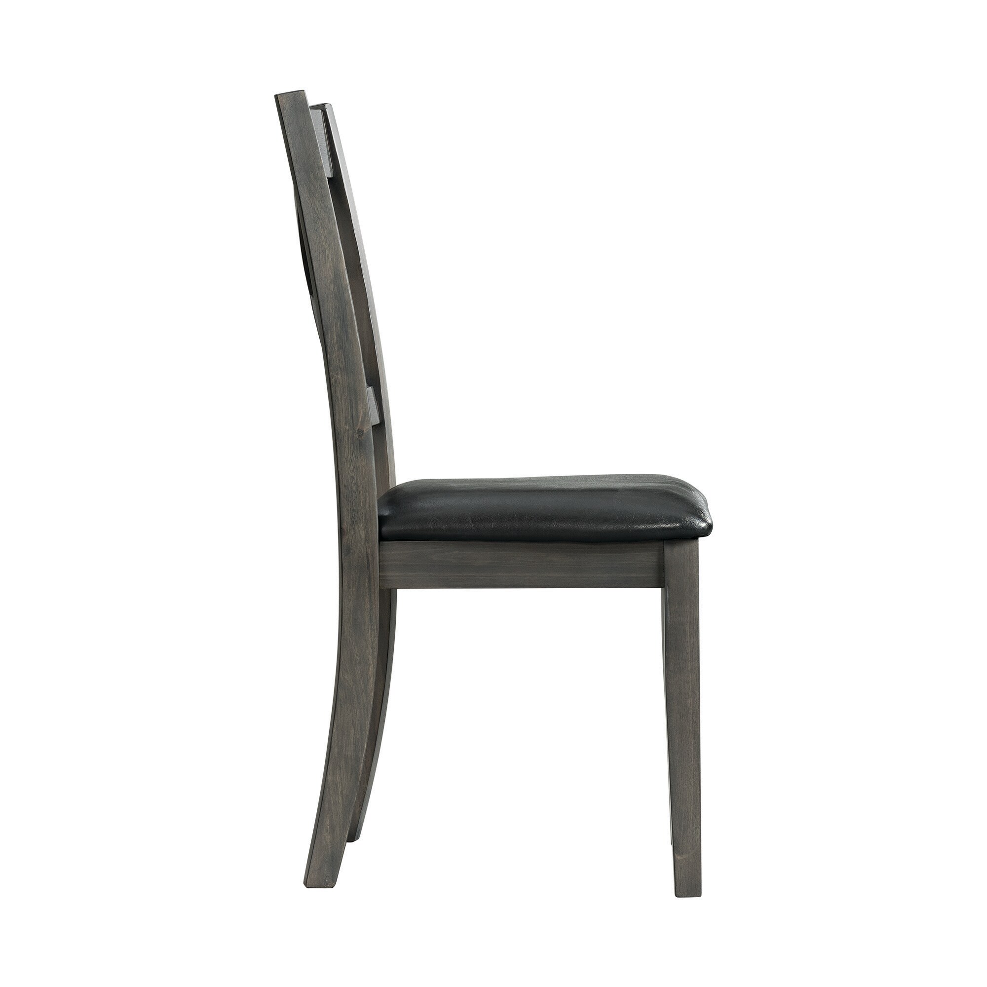 Cross-Back Gray Faux Leather Upholstered Side Chair Set