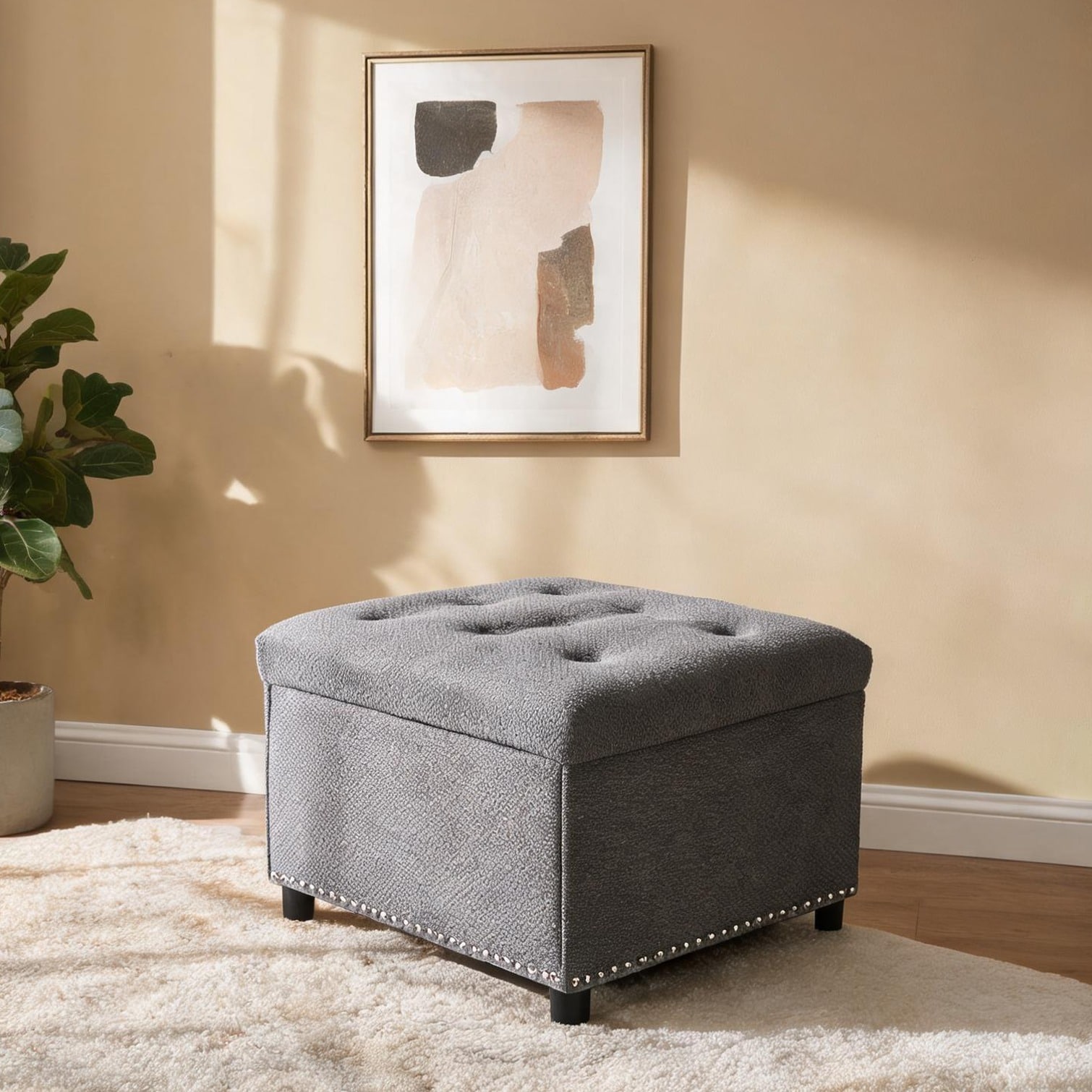 chillscreamni Living Room Storage Ottoman with Hidden Compartment