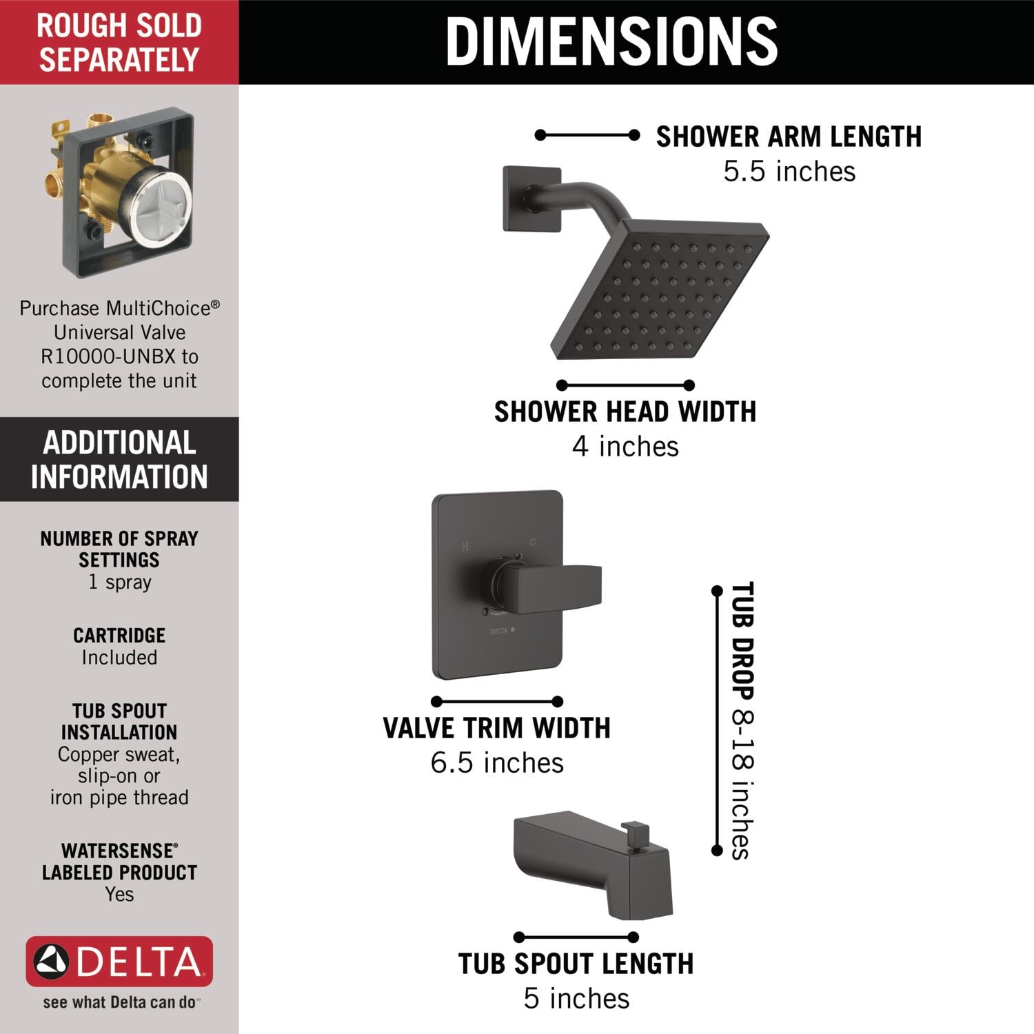 Delta T14467-BL-PP Tub-Shower-Faucets - View #3