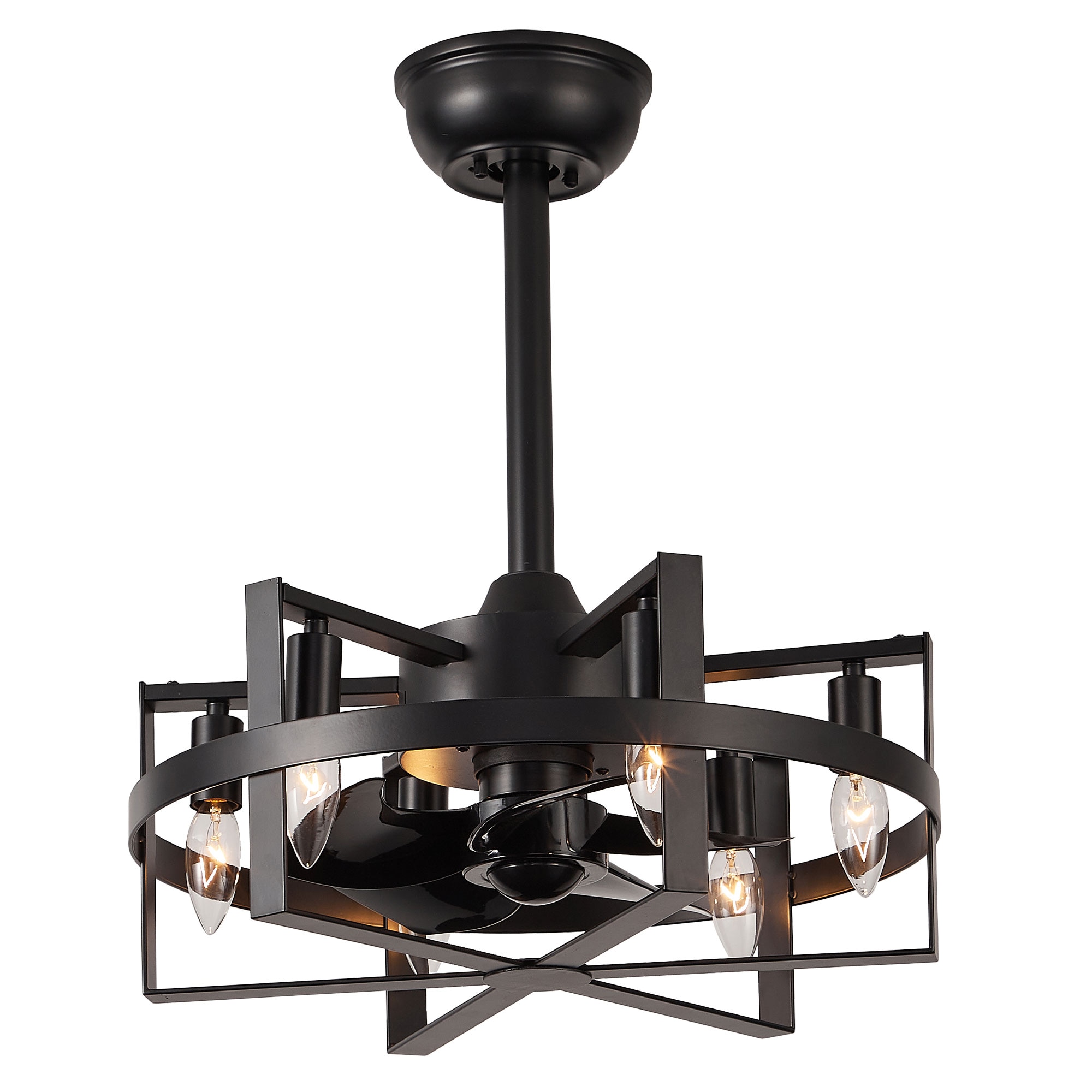 Bella Depot DCFSD1816 Vintlume 18-in Color-Changing Black with Black Blades Ceiling Fan Light Kit Compatible - Remote Included ( 5 -Blade )