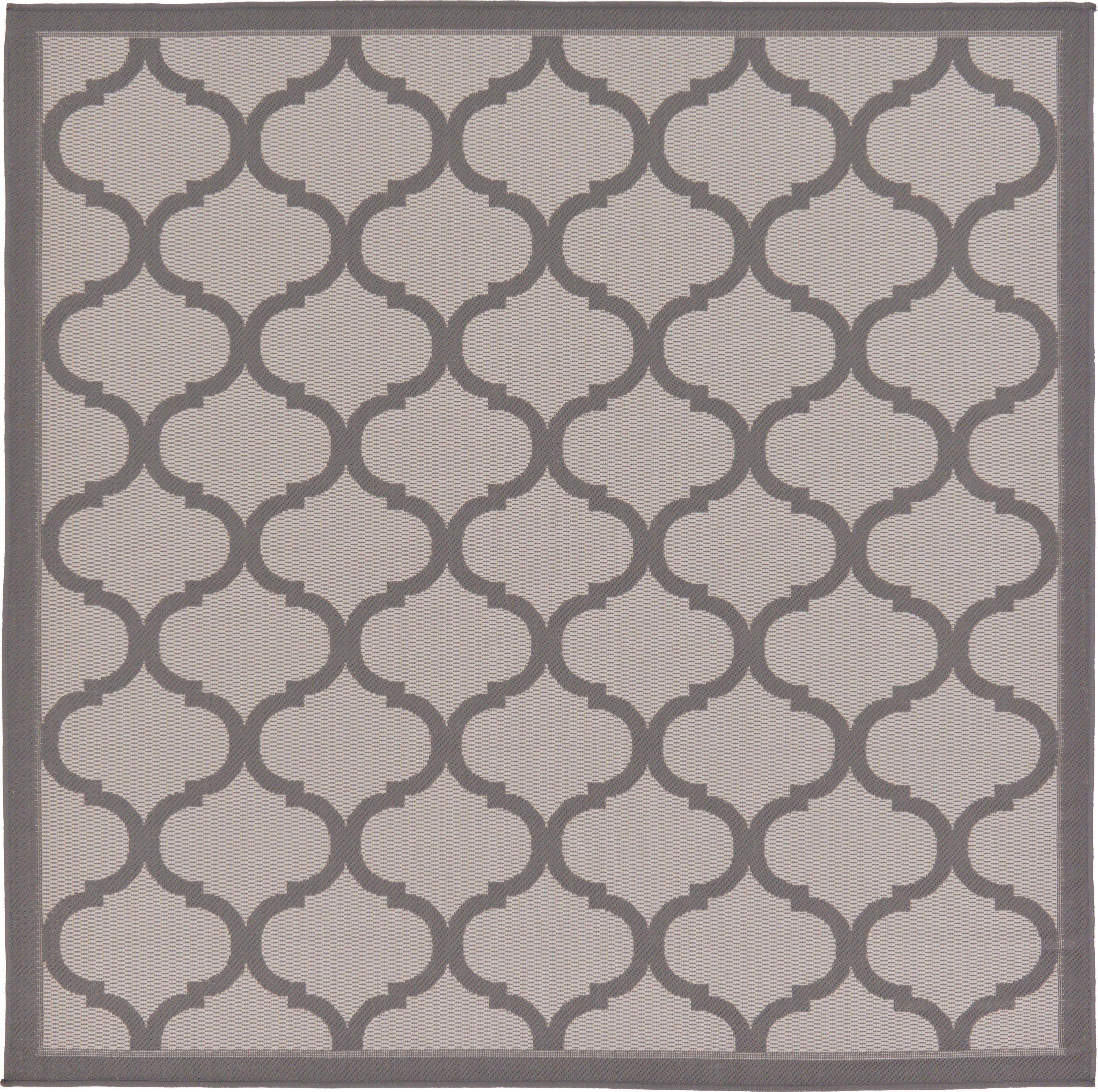 Unique Loom 3126676 Moroccan Outdoor 6 x 6 (ft) Loomed Polypropylene Gray/Dark Gray Square Indoor/Outdoor Geometric Mid-Century Modern Area rug