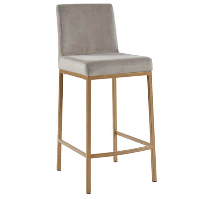 Counter Height Upholstered Bar Stool, Cream Bar Stools With Gold Legs
