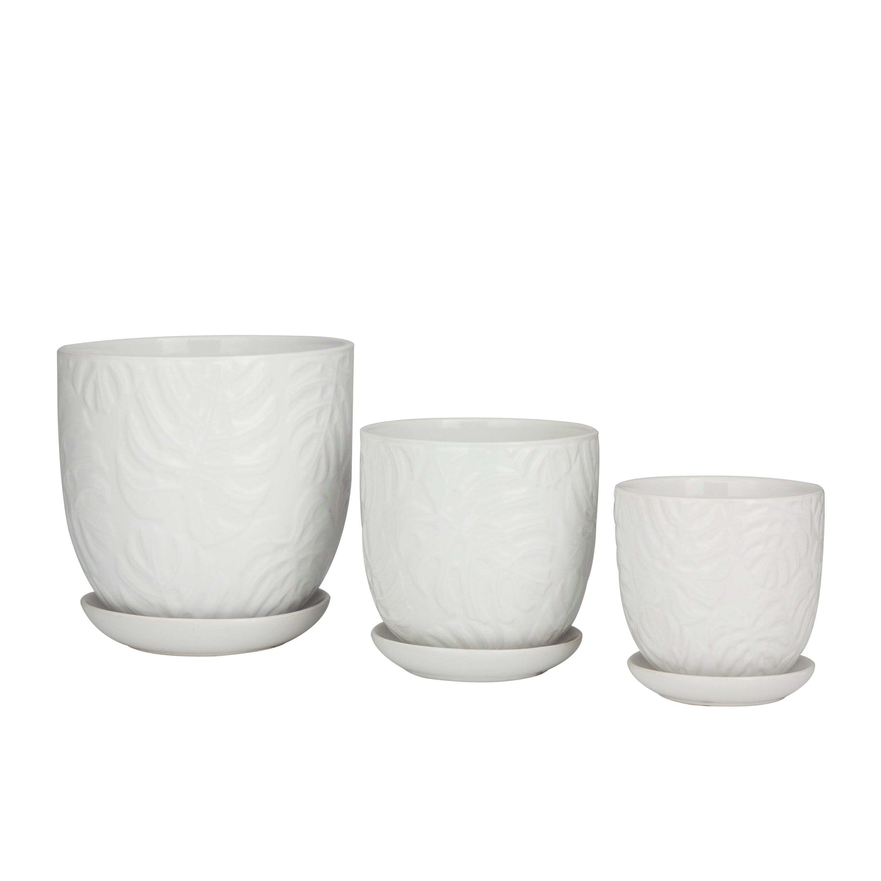 Grayson Lane 3-Pack Round 7.8-in W Small White Porcelain Outdoor ...