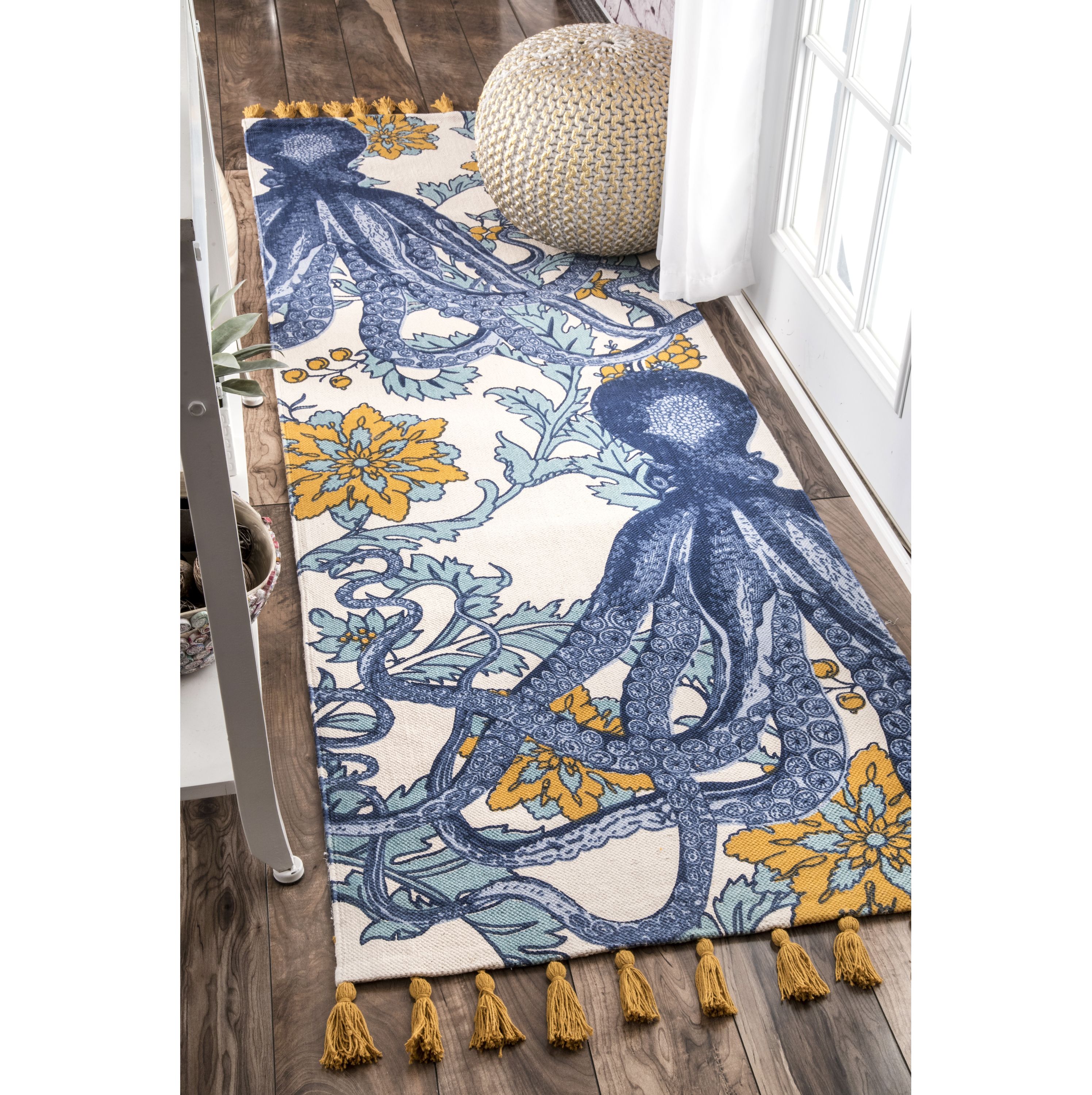 nuLOOM TATP03A-2808 Thomas Paul 3 x 8 (ft) Cotton Blue Rectangular Indoor Animal print Runner rug