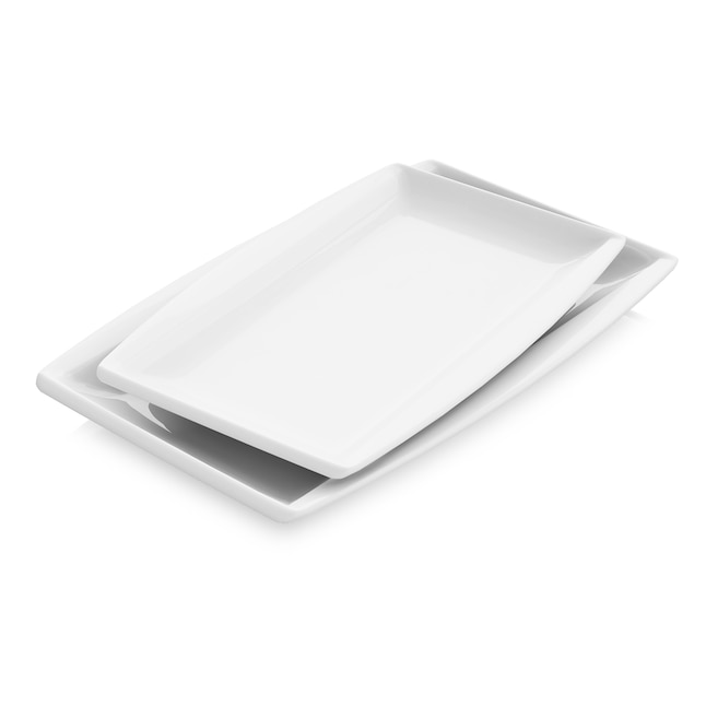 MALACASA 2-Piece White Porcelain Dinnerware in the Serveware