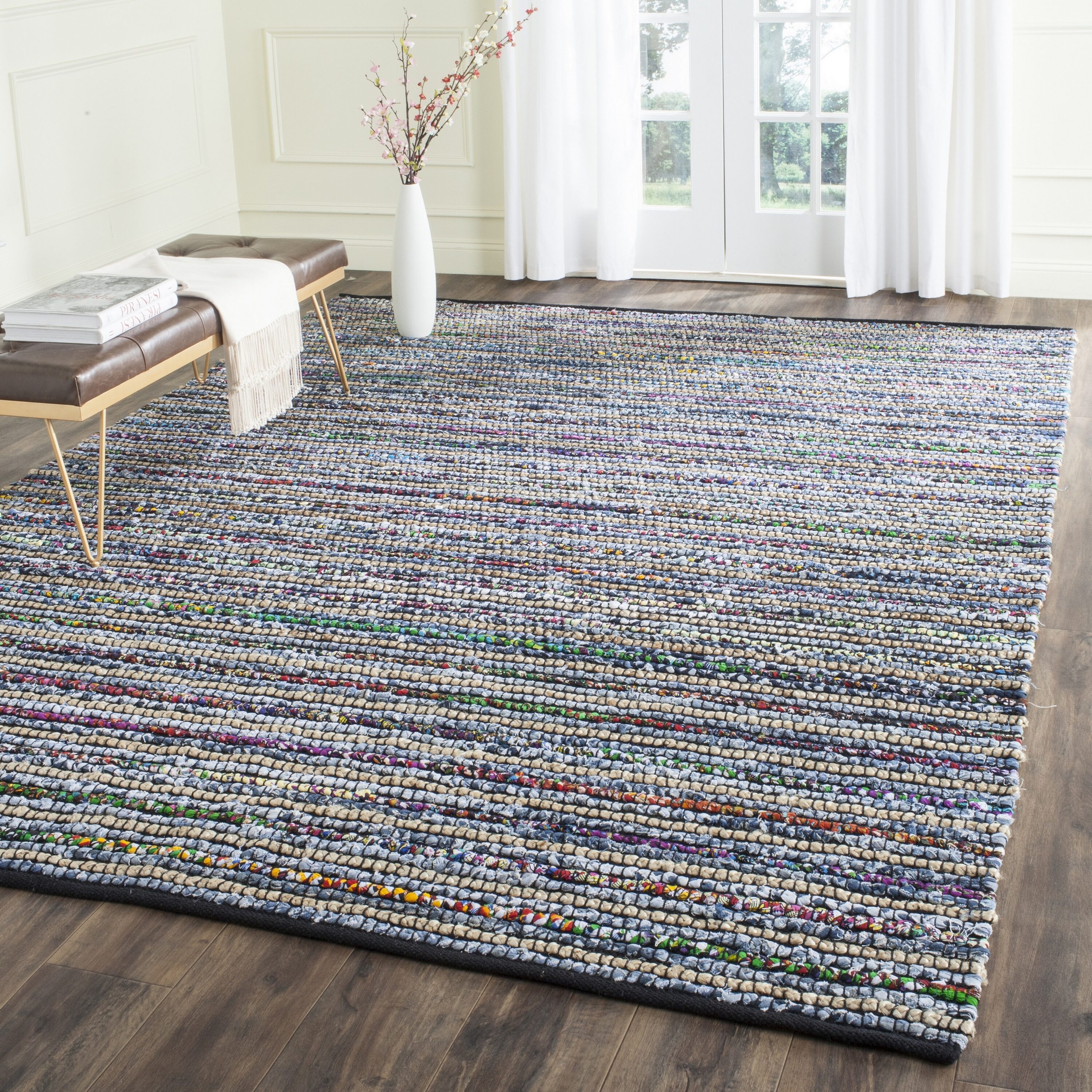 Cape Cod Handwoven Multi-Color Cotton Square Area Rug