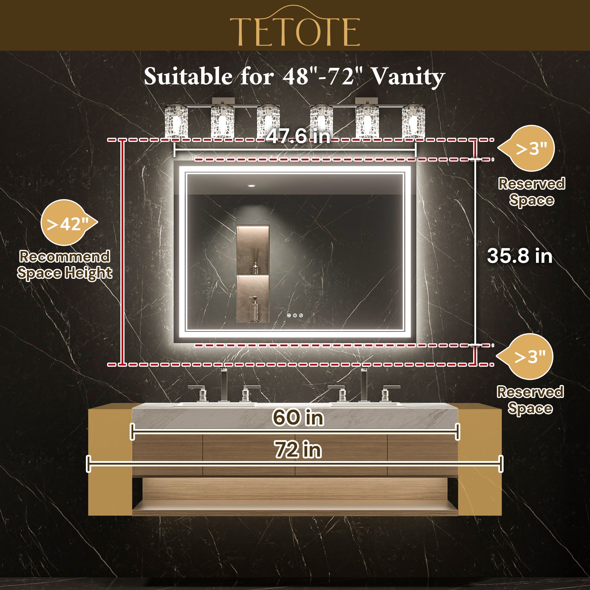 TETOTE LSC-TE-4836-B64 Framed-Bath-Mirrors - View #3