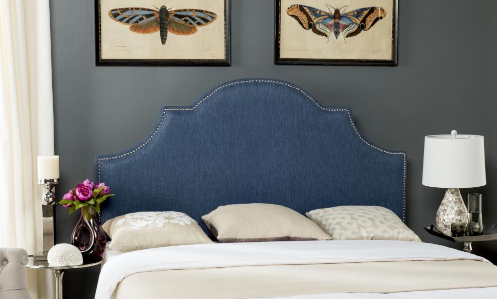 HomeFare King Upholstered Bed Nail Head Trim in Heathered Denim Blue -  Walmart.com