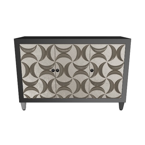 Grayson Lane Black Silver Crescent Moon Relief Design Accent Chest