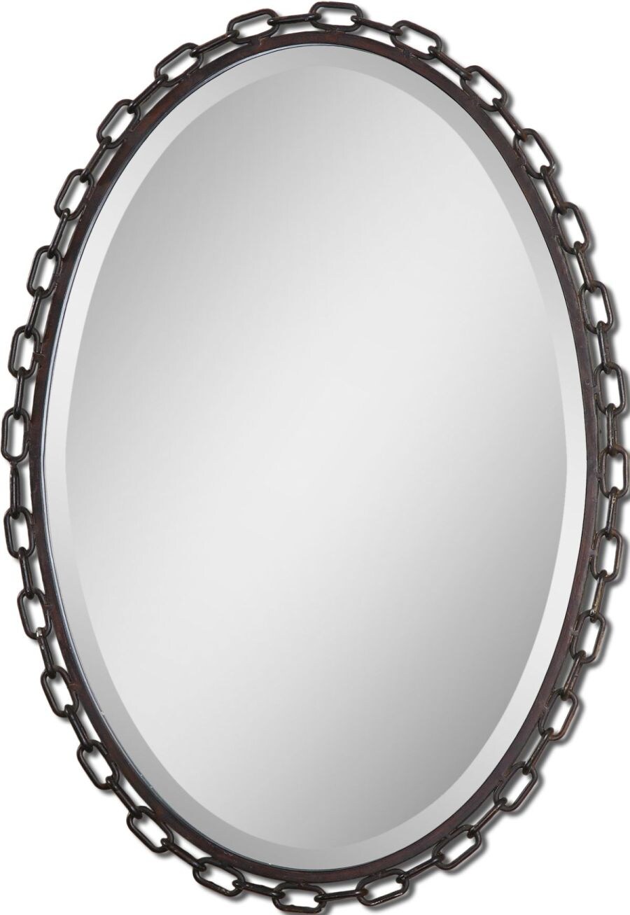 Global Direct 13823 H Oval Wrought Iron Beveled Wall Mirror