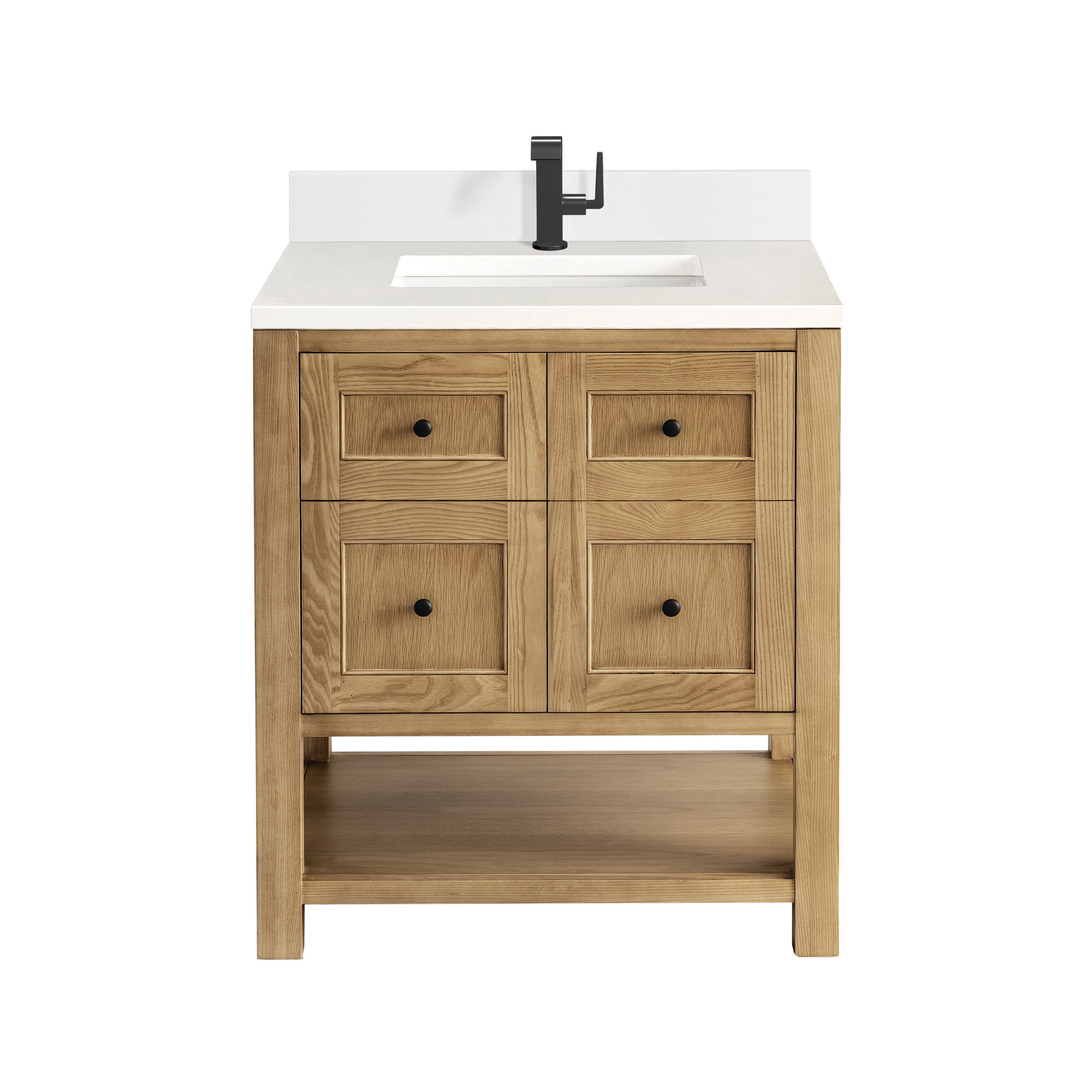 James Martin Vanities 330-V30-LNO-1WZ Breckenridge 30-in Light Natural Oak Undermount Single Sink Bathroom Vanity with White Zeus Quartz Top