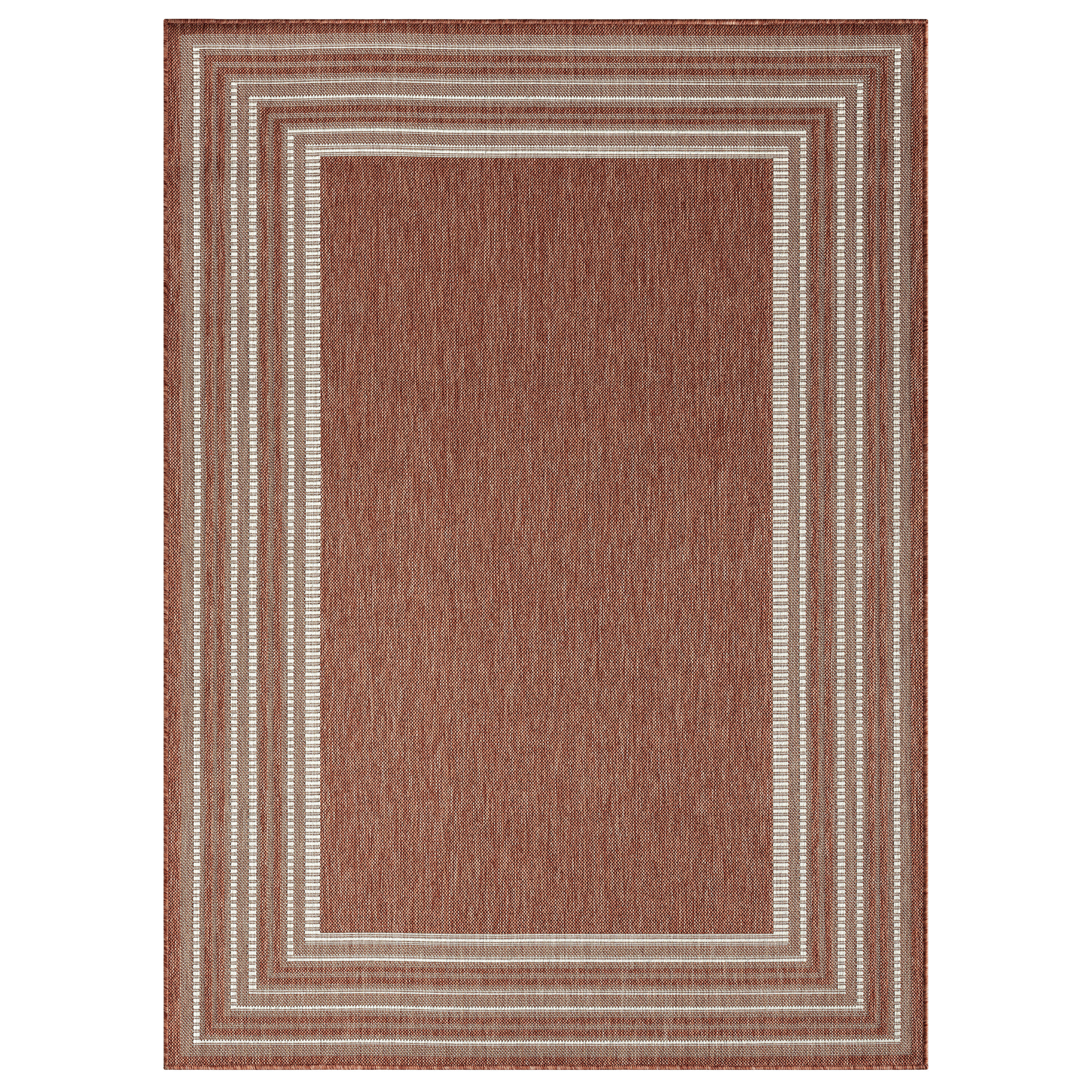 Nicole Miller 1-2768-337 8 x 10 (ft) Loomed Polypropylene Terracotta Rectangular Indoor/Outdoor Border Area rug