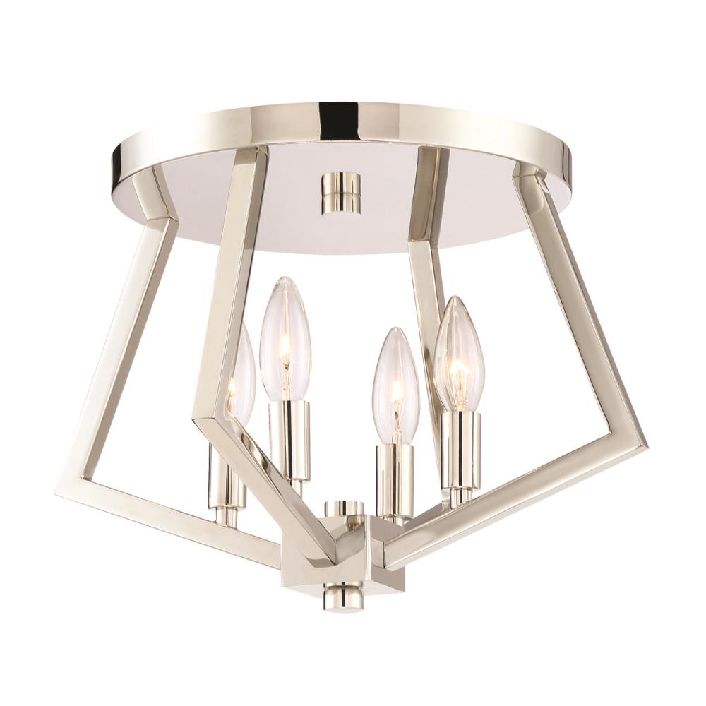 ARTCRAFT AC10683PN Breezy Point 4-Light Polished Nickel Flush Mount Light