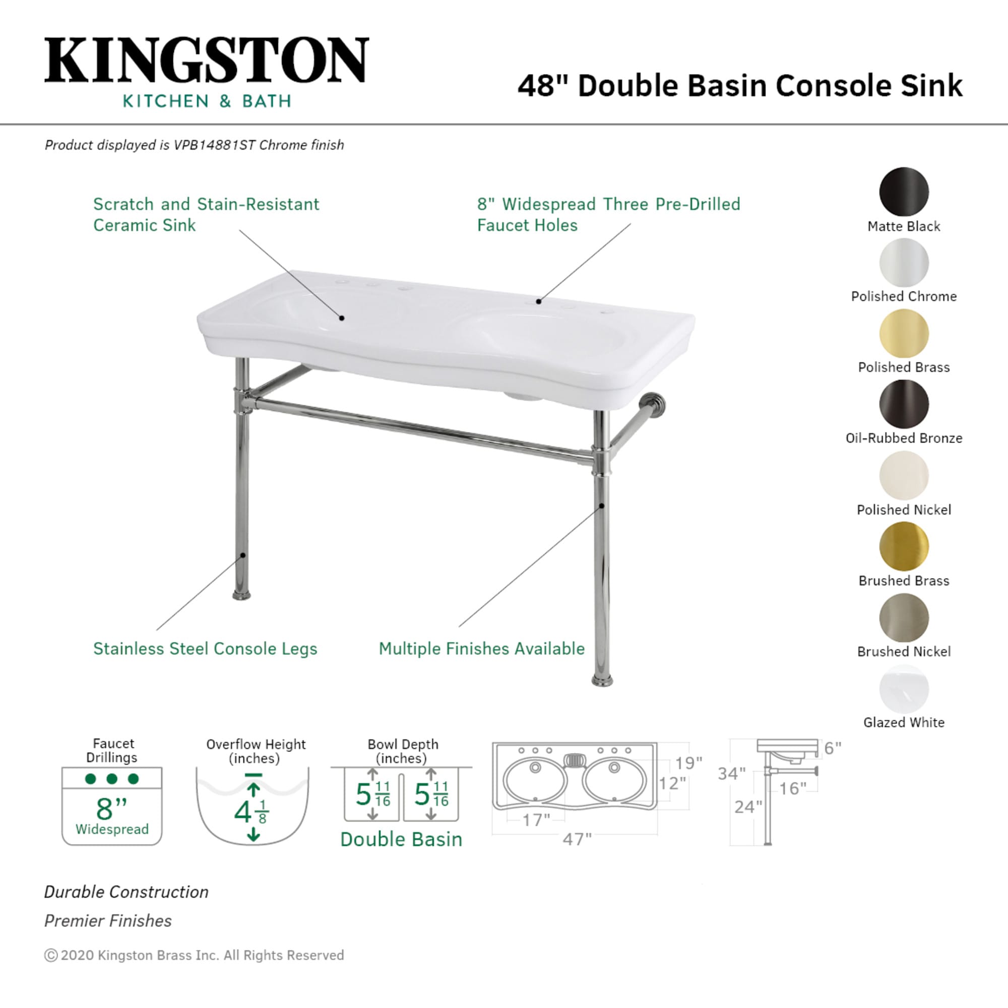 Kingston Brass WLVPB14887ST Bath-Sink - View #3