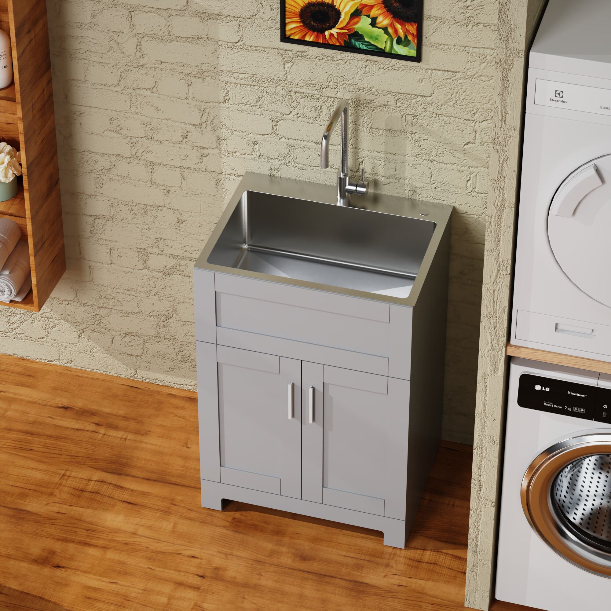 Dovelina 24-in Gray Sink Bathroom Single Sink Vanity Top with Sink