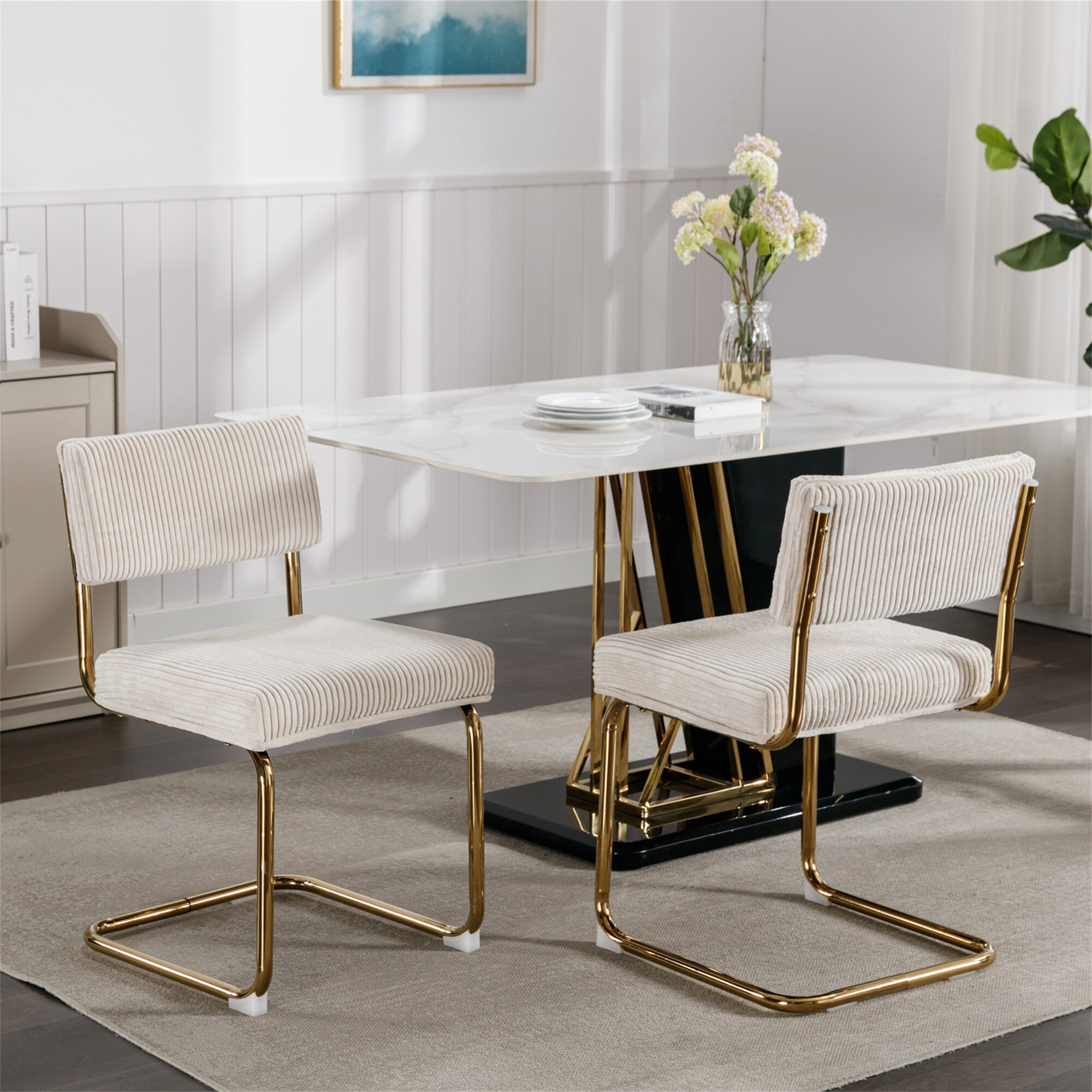 BABOOM BOM-367600-OR Modern Dining Chairs Contemporary/Modern Corduroy Dining Side Chair (Metal Frame)