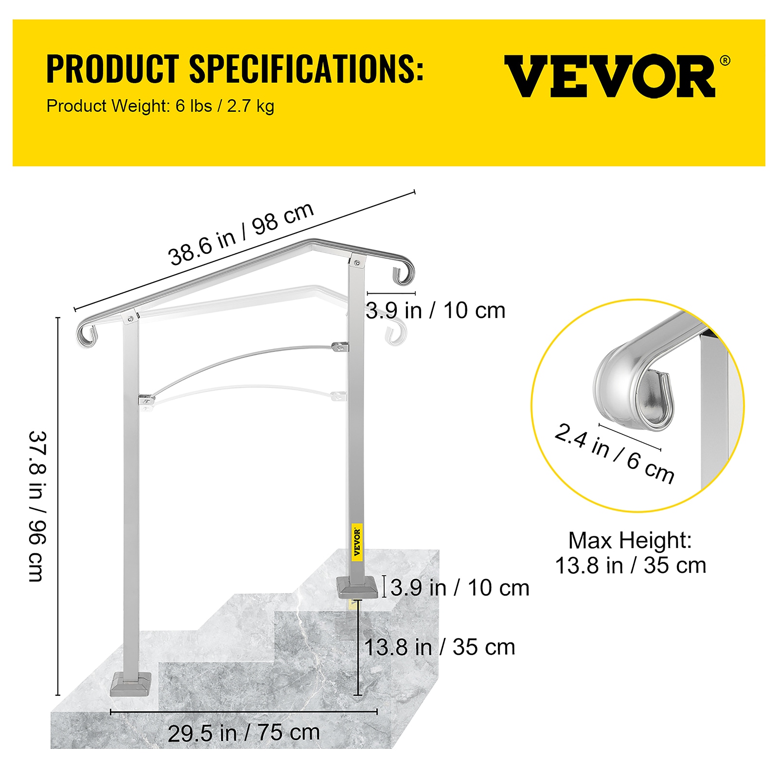 VEVOR HWLZLTFSHSCW35IP8V0 Interior-Stairpart-Railing - View #8