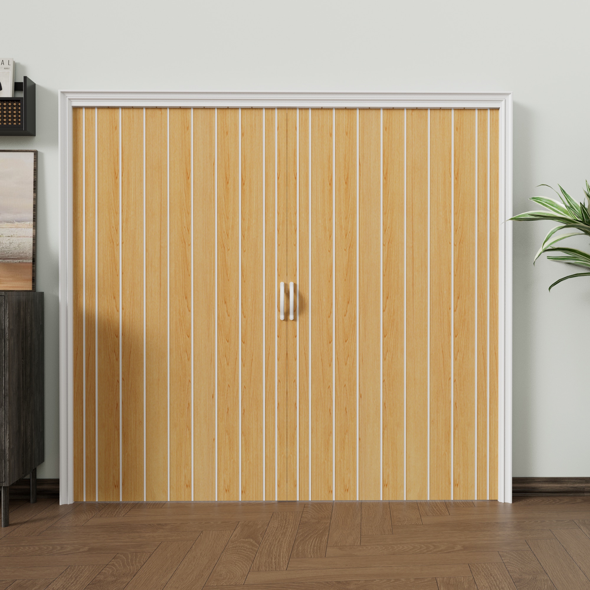JUJUBON IN-ADFD006-OAK-DUAL Accordion-Doors - View #2
