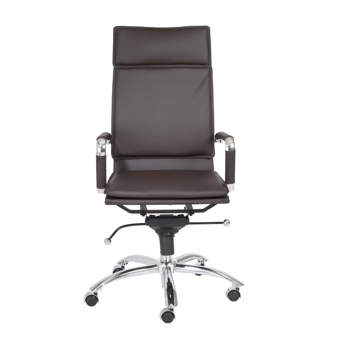 HomeRoots 370547 Amelia Brown Contemporary Adjustable Height Swivel Faux Leather Desk Chair