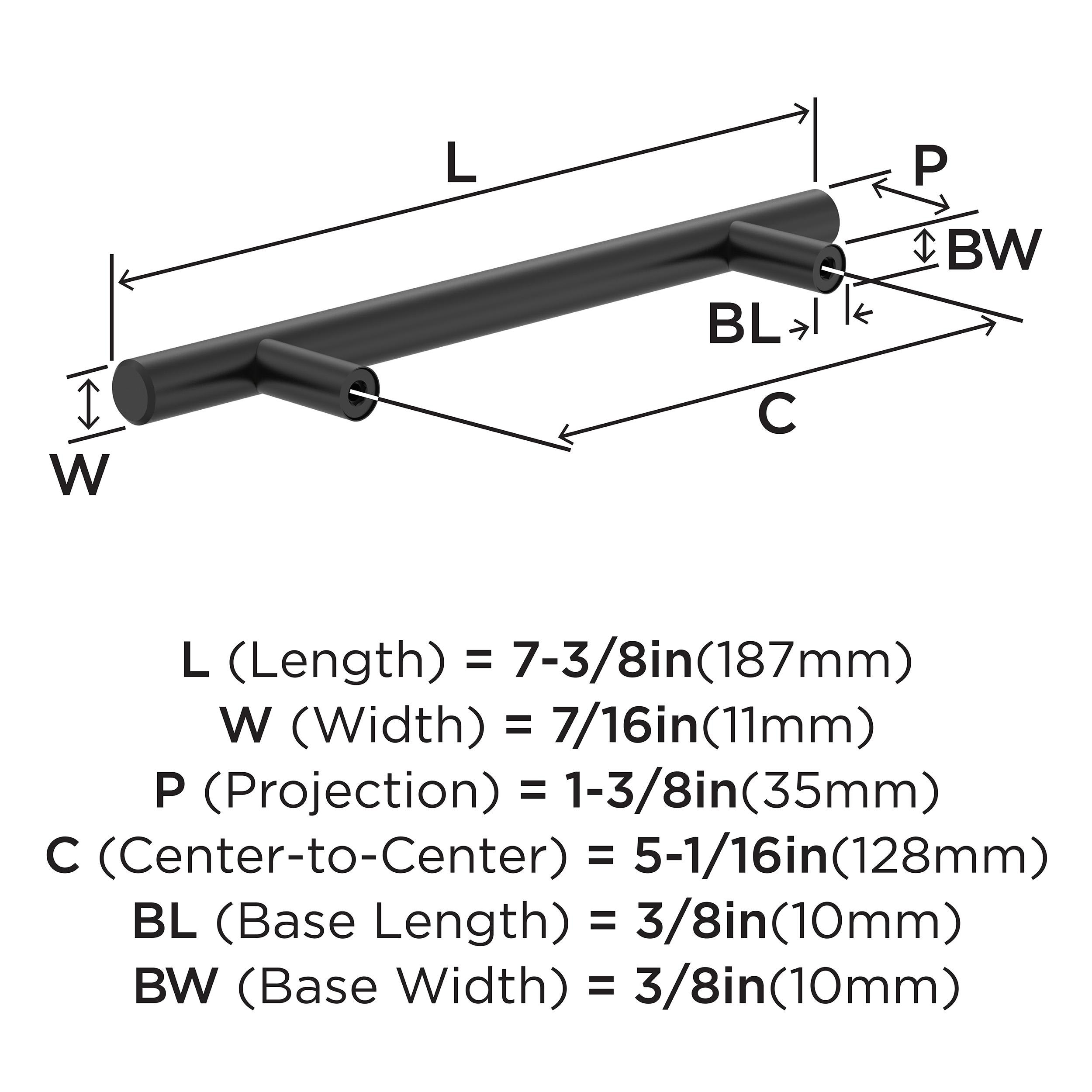 Amerock Bar Pulls Hollow 5-1/16-in , 128mm Center to Center Matte Black ...