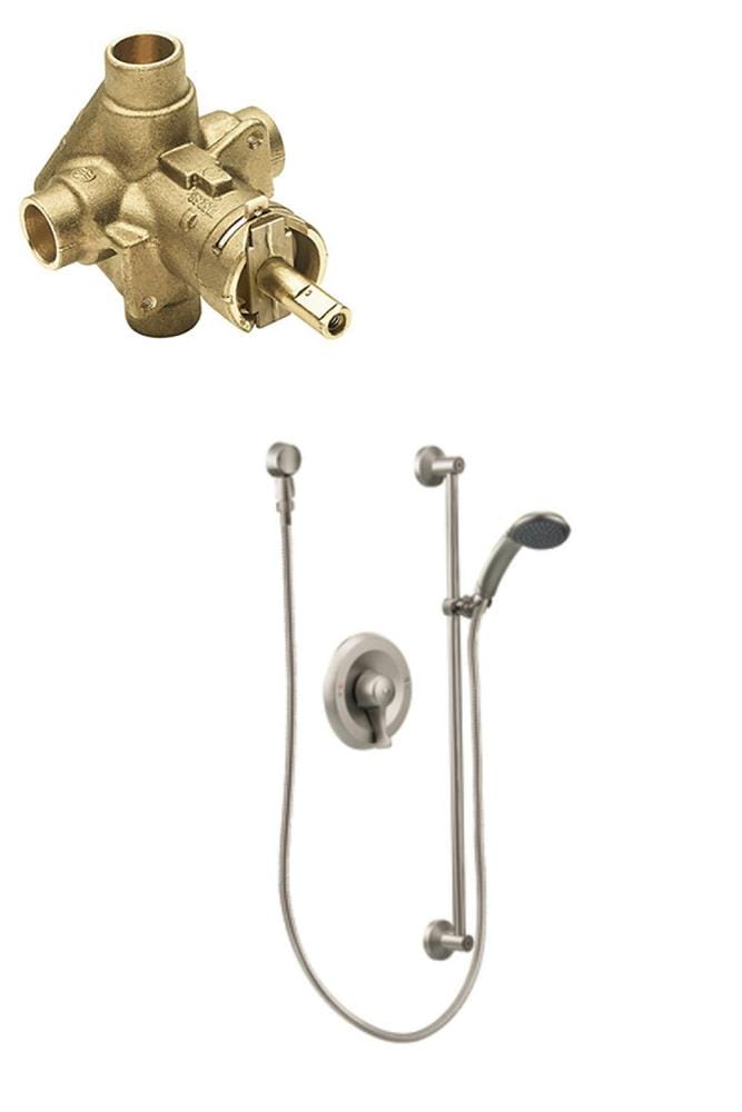 Commercial Brushed Nickel 1-handle Single Function Shower Faucet Valve Included | - Moen T8346EP15CBN-8370HDL