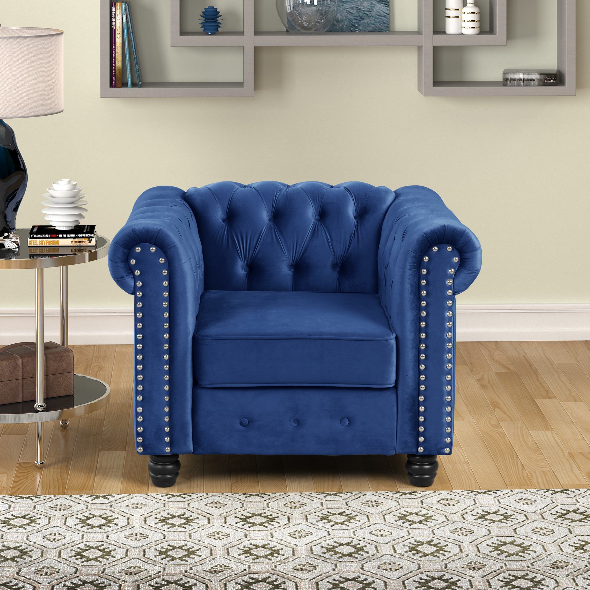 FARATI 8707-BLUE-1 Modern BLUE Accent Chair