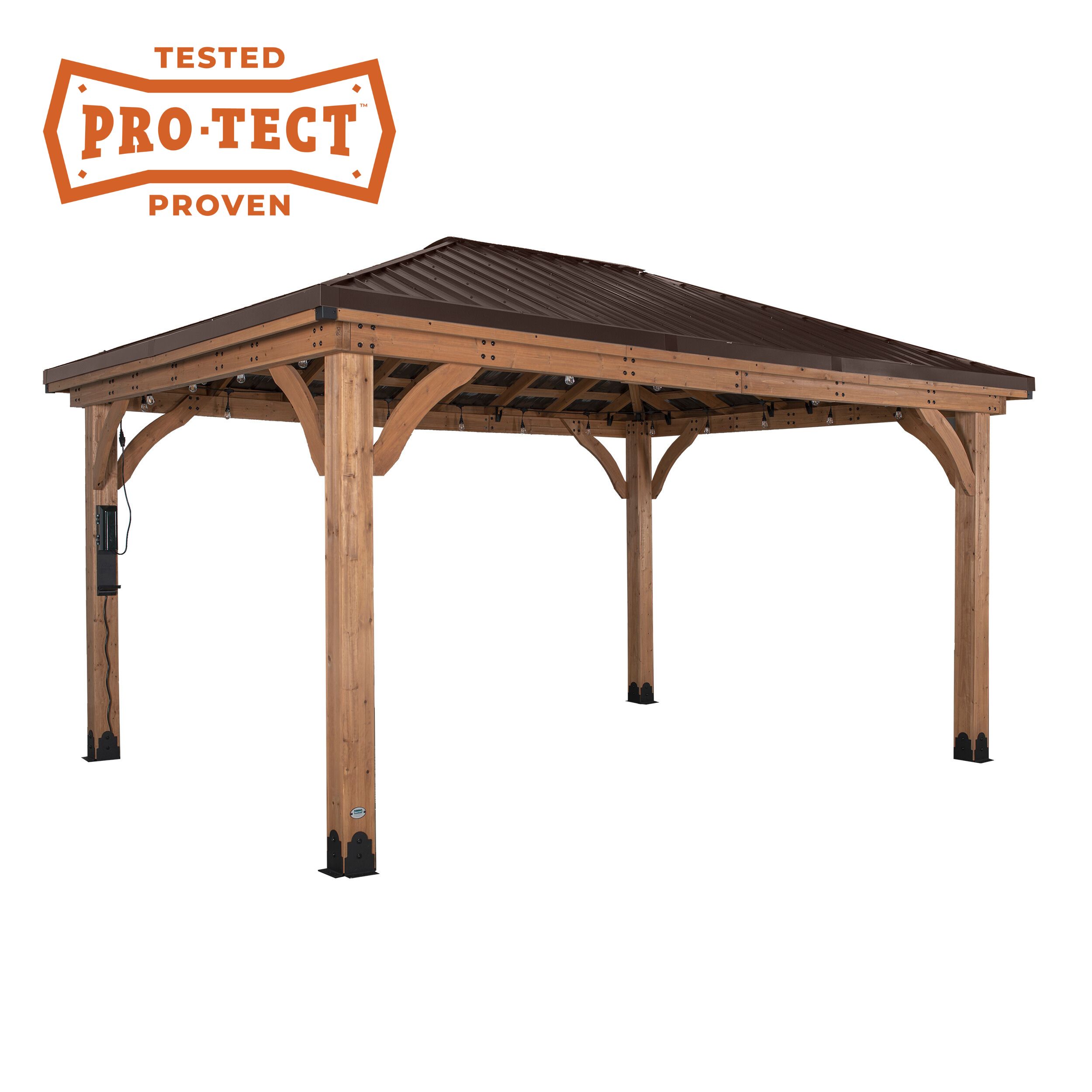 Barrington 16x12 Cedar Wood and Steel Roof Gazebo