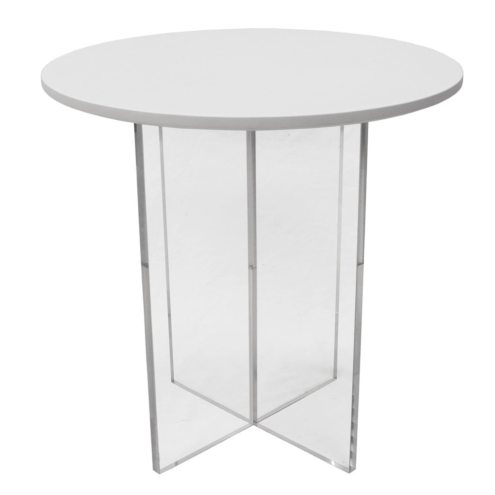 Leisuremod VST20W-S Valore Collection 20 Acrylic Side Table With White Top