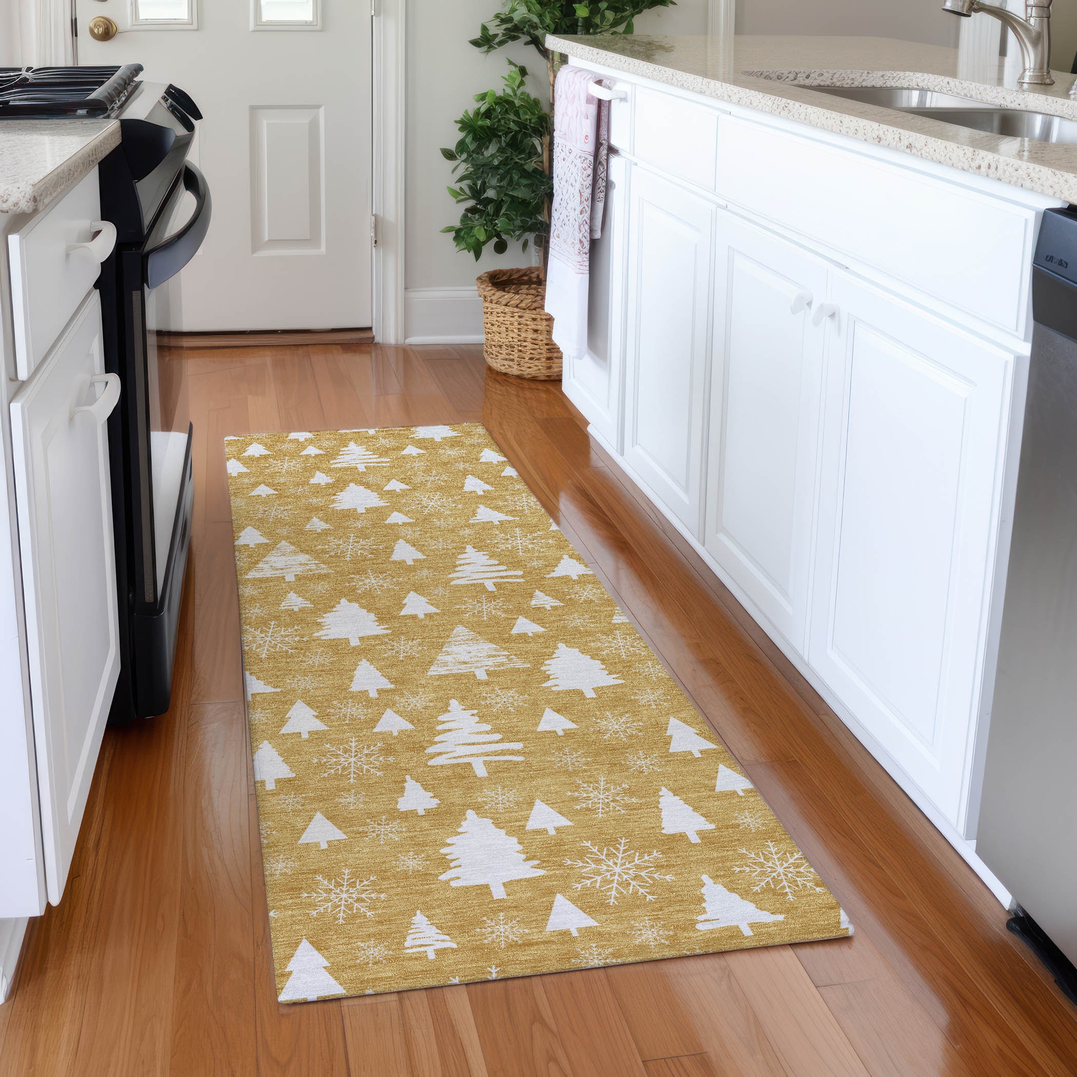 Addison Rugs ACN1815GO2X8 Chantille ACN1815GO 2 x 7 (ft) Loomed Polyester Gold Rectangular Indoor/Outdoor Machine washable Area rug