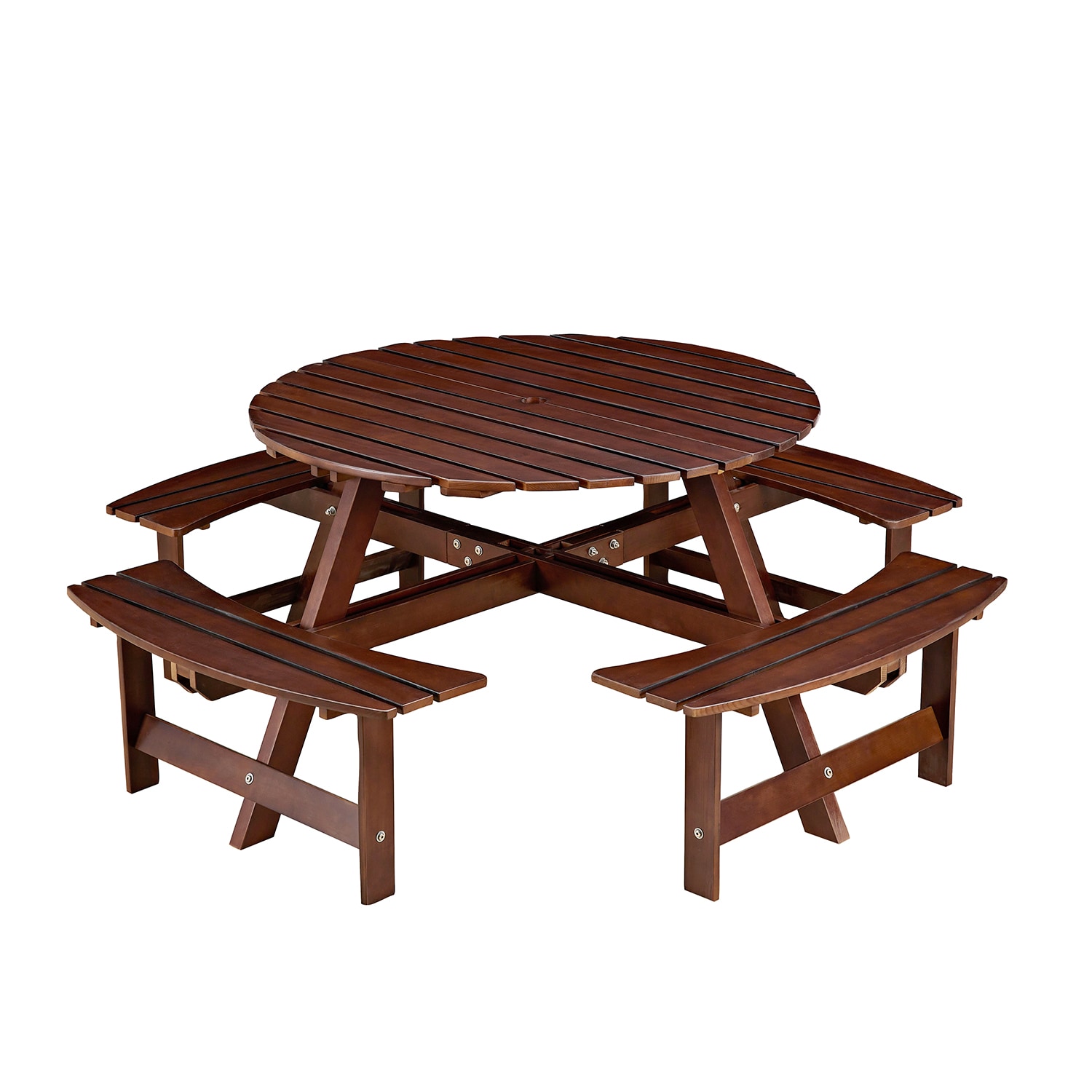 Bybafun YB6700034 43.5-in Brown Wood Round Picnic Table