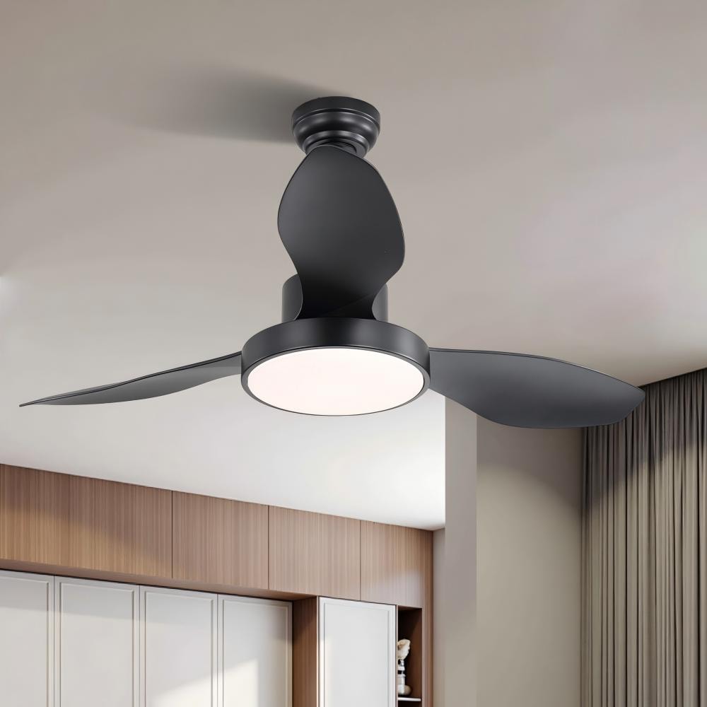 Sunrinx MG12-CF-11 47-in Color-Changing Integrated LED Outdoor Black with Black Blades Ceiling Fan With Light - Remote Included ( 3 -Blade )