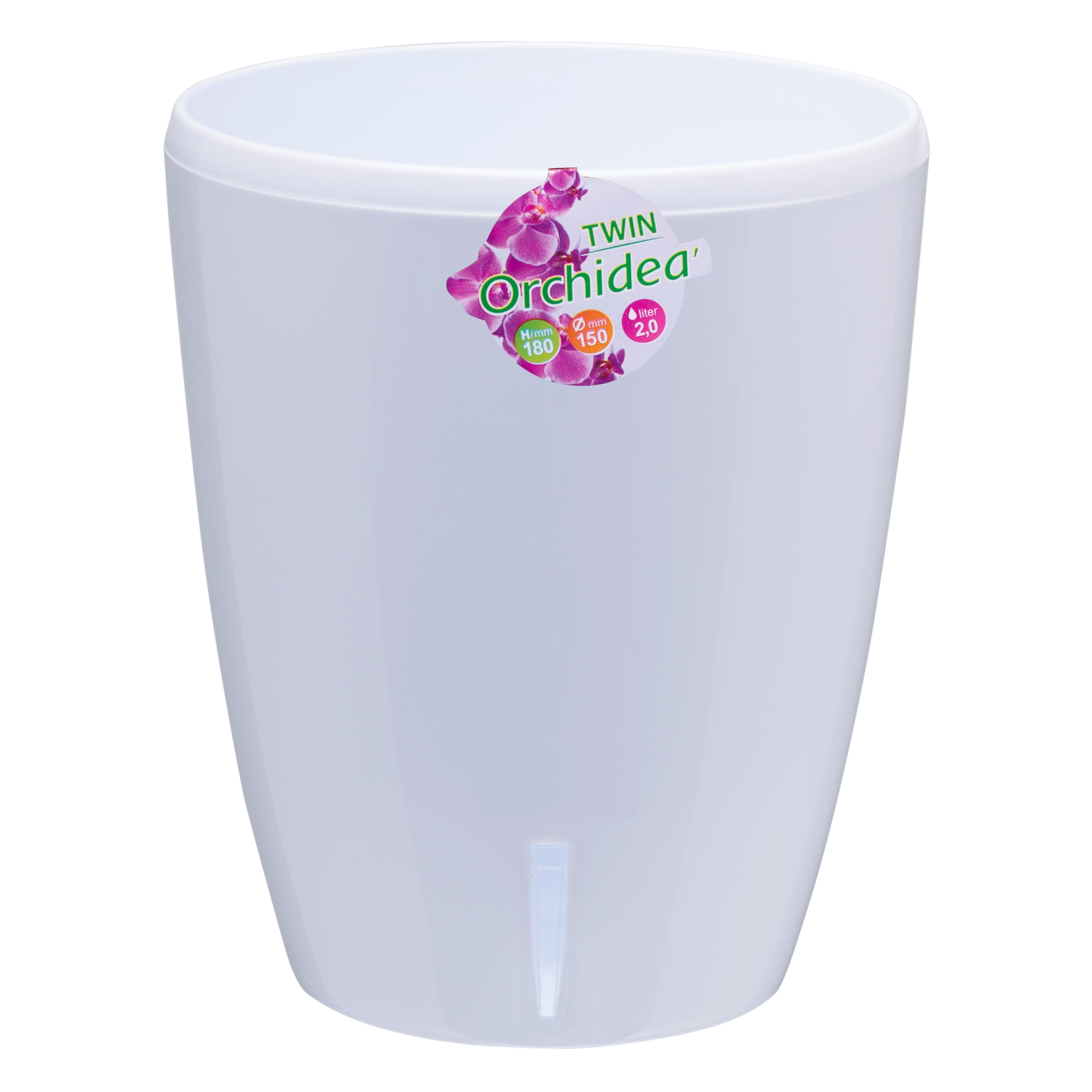 Decopots ORCHIDEA59WHITE Round 6.0-in W Small White Plastic Indoor/Outdoor Planter with Self Watering