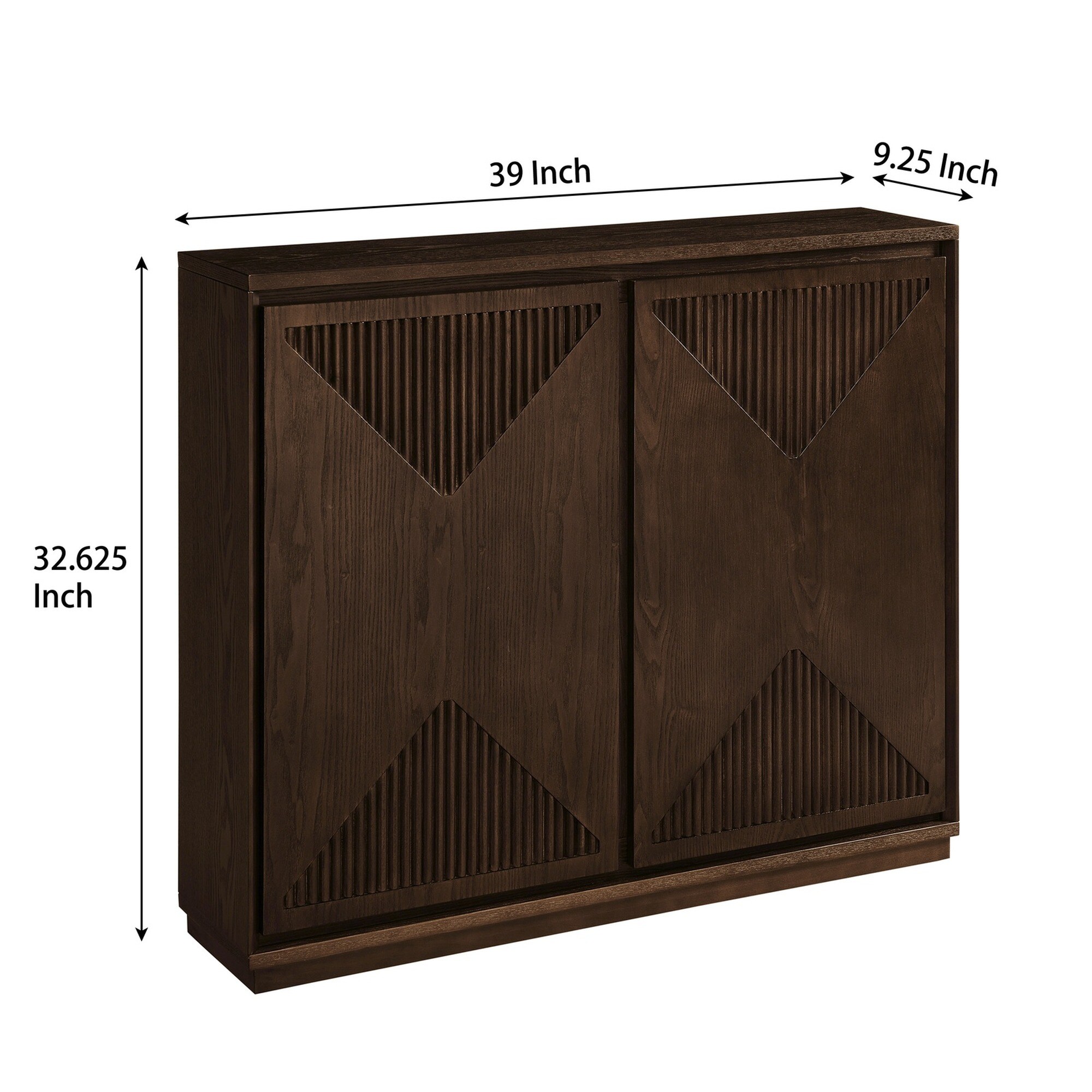 UOI Dark Walnut Solid Wood and MDF Mid Century Modern V-shape Storage ...