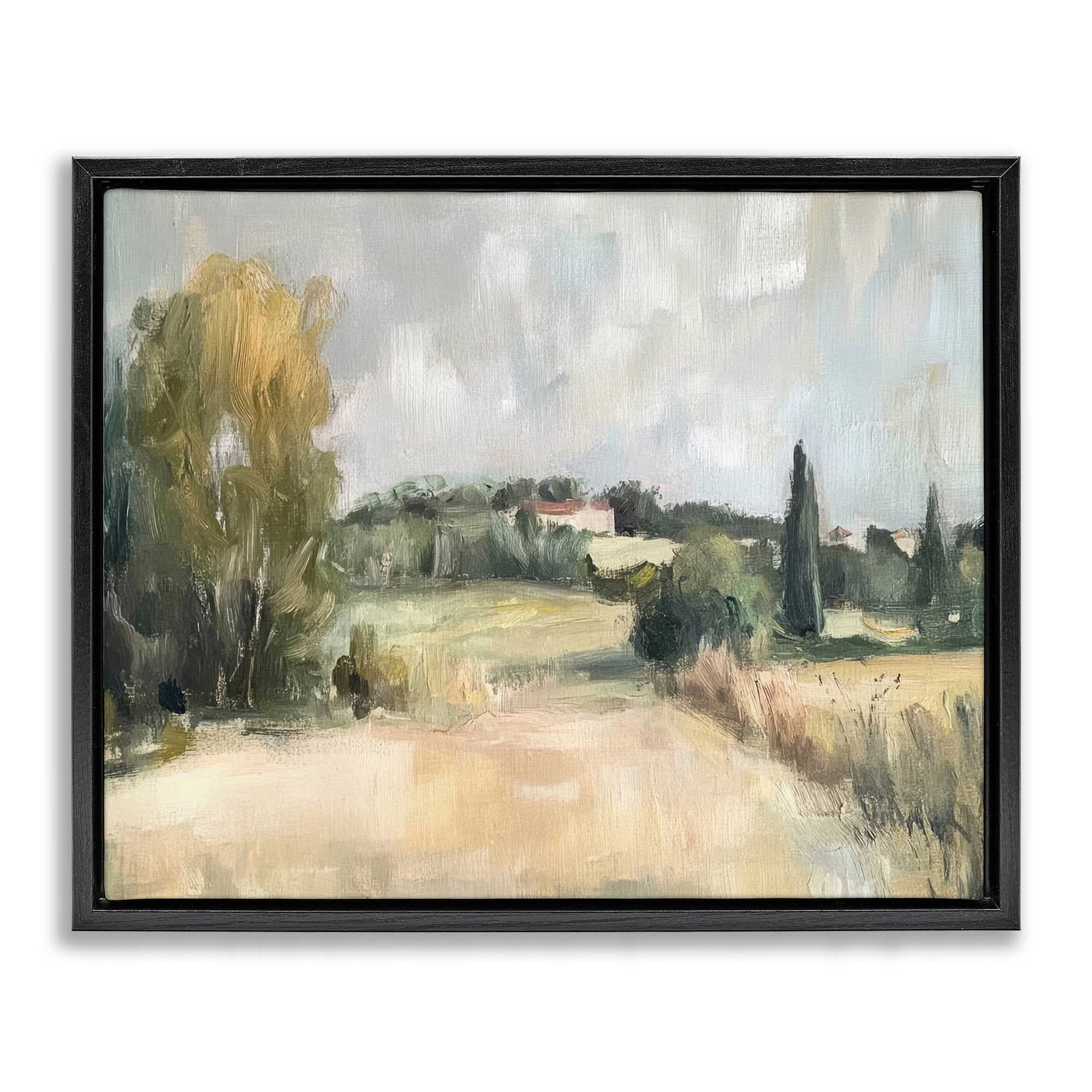 Stupell Industries BT-805-FFB-24X30 Hill Top House Landscape Black Framed Floater Canvas Wall Art By Petal Prints Design 31 x 25
