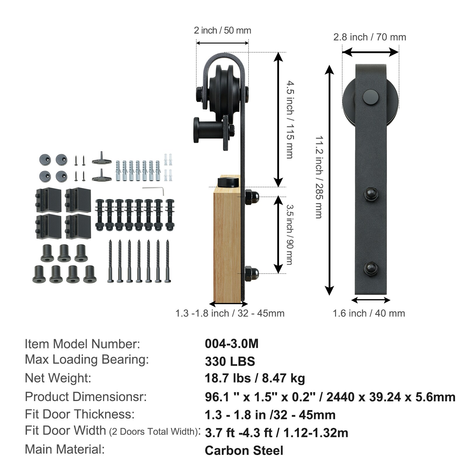 VEVOR SCGCYMWJTJHS00796V0 Barn-Door-Roller-Kits - View #7