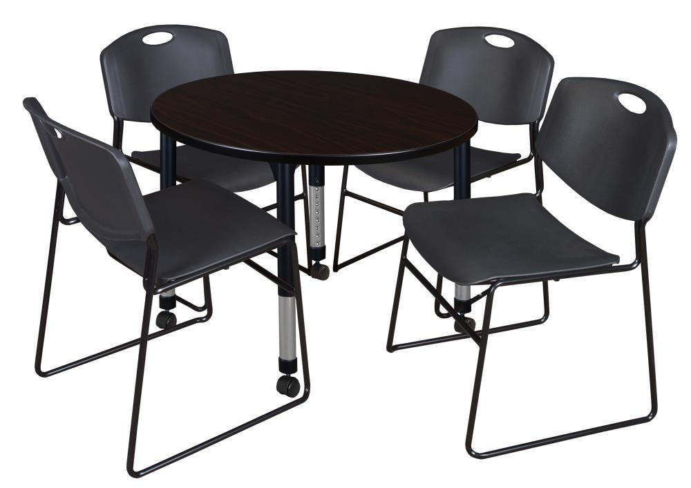 Regency TB42RNDMWAPCBK44BK Classroom Tables Brown 4-Person Training Table (42-in W x 34-in H)