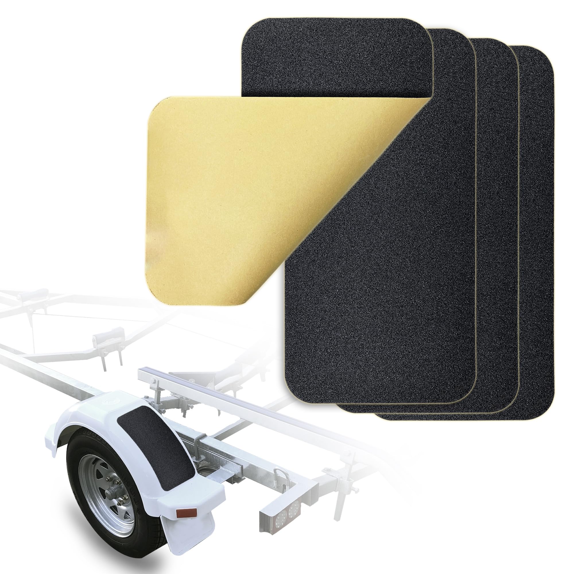 Phyfalip  Marine Boat Non Skid Traction Pads 6 In X 12 In Boat Trailer Steps Adhesive Anti Slip Pre Cut Grip Tape for Trailer Fenders Flooring