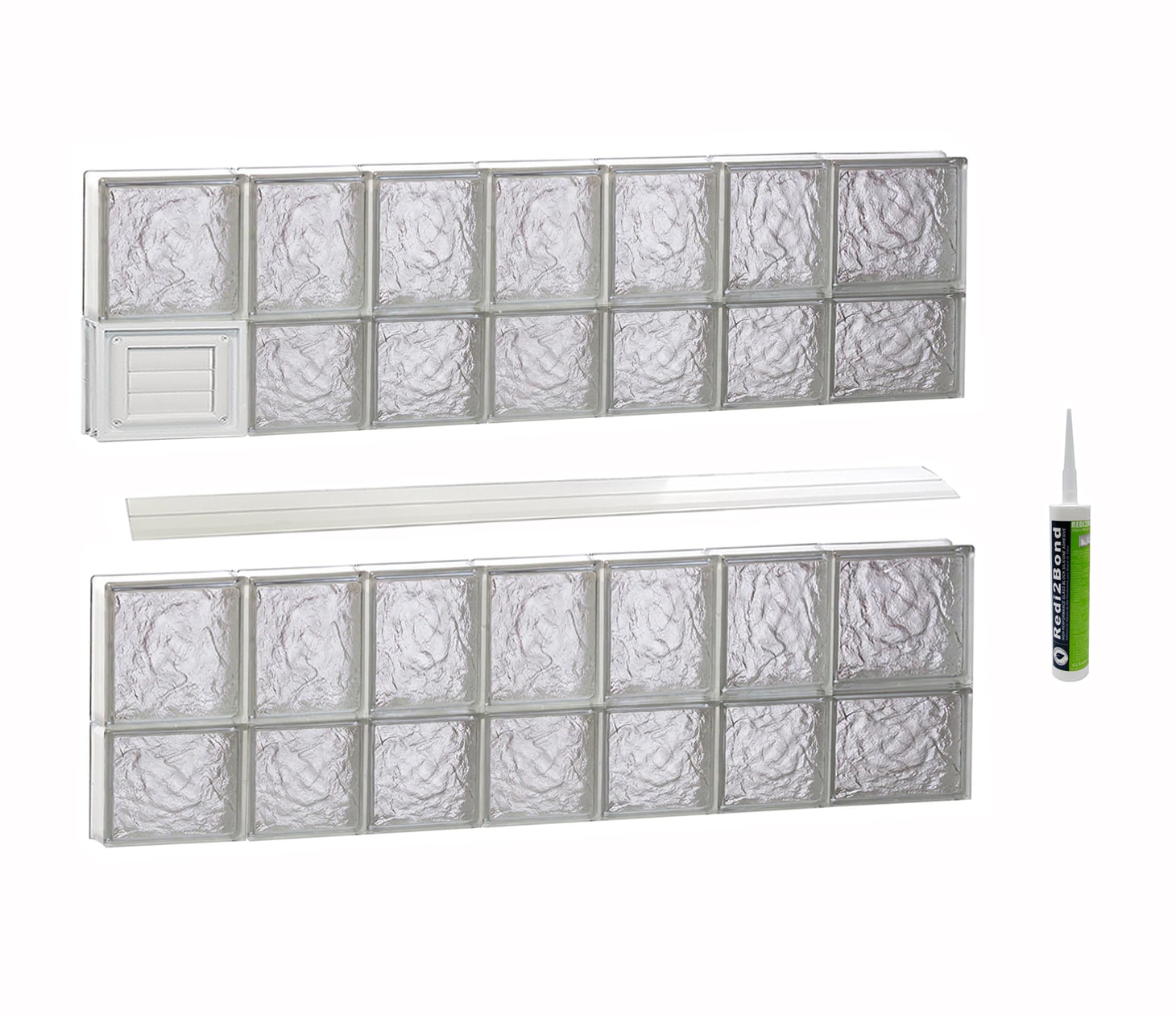 REDI2SET D4628IS Ice Glass 44-1/4-in x 27-in Frameless Replacement Dryer vent Glass Block Window