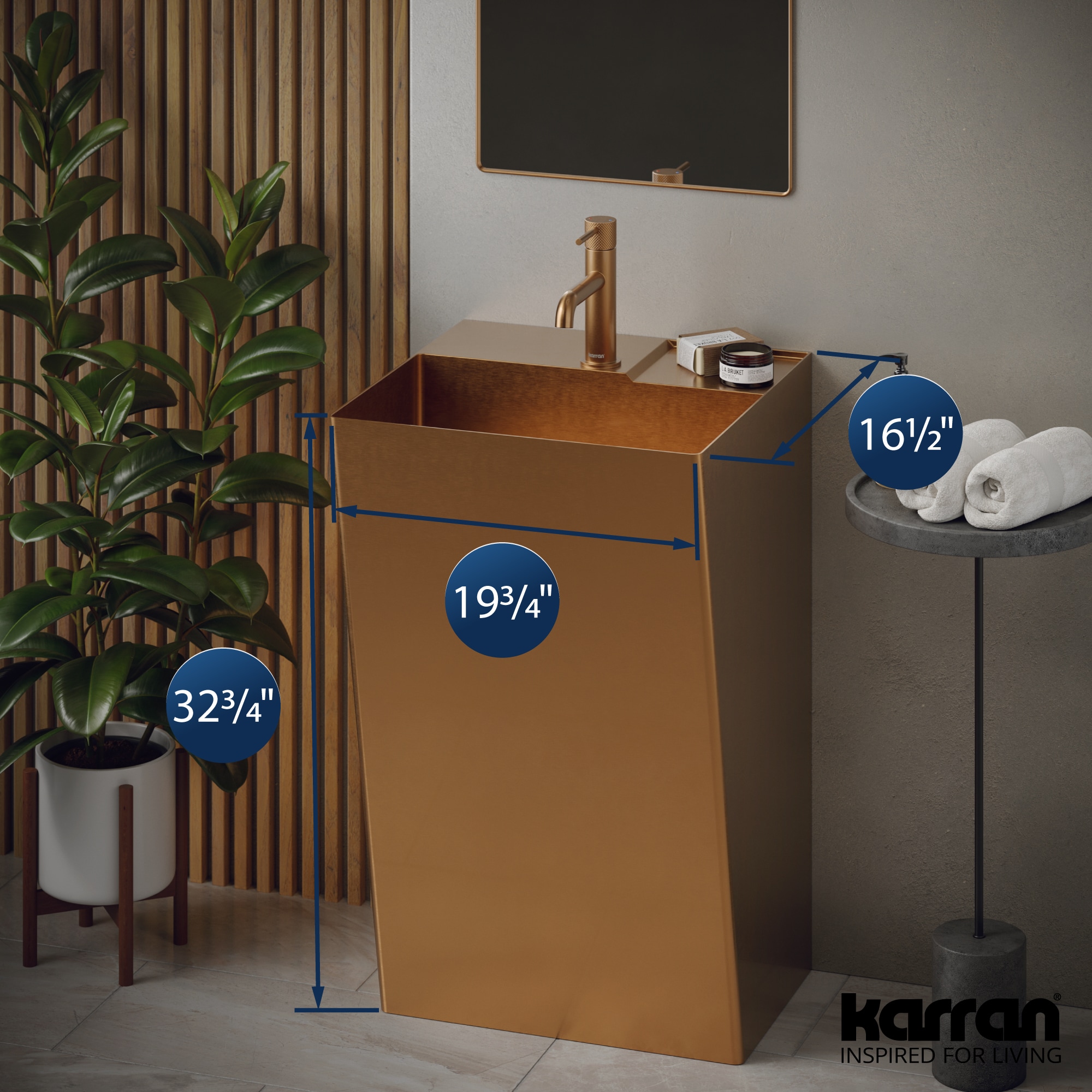 Karran CCP500BC Complete-Pedestal-Lavatories - View #4
