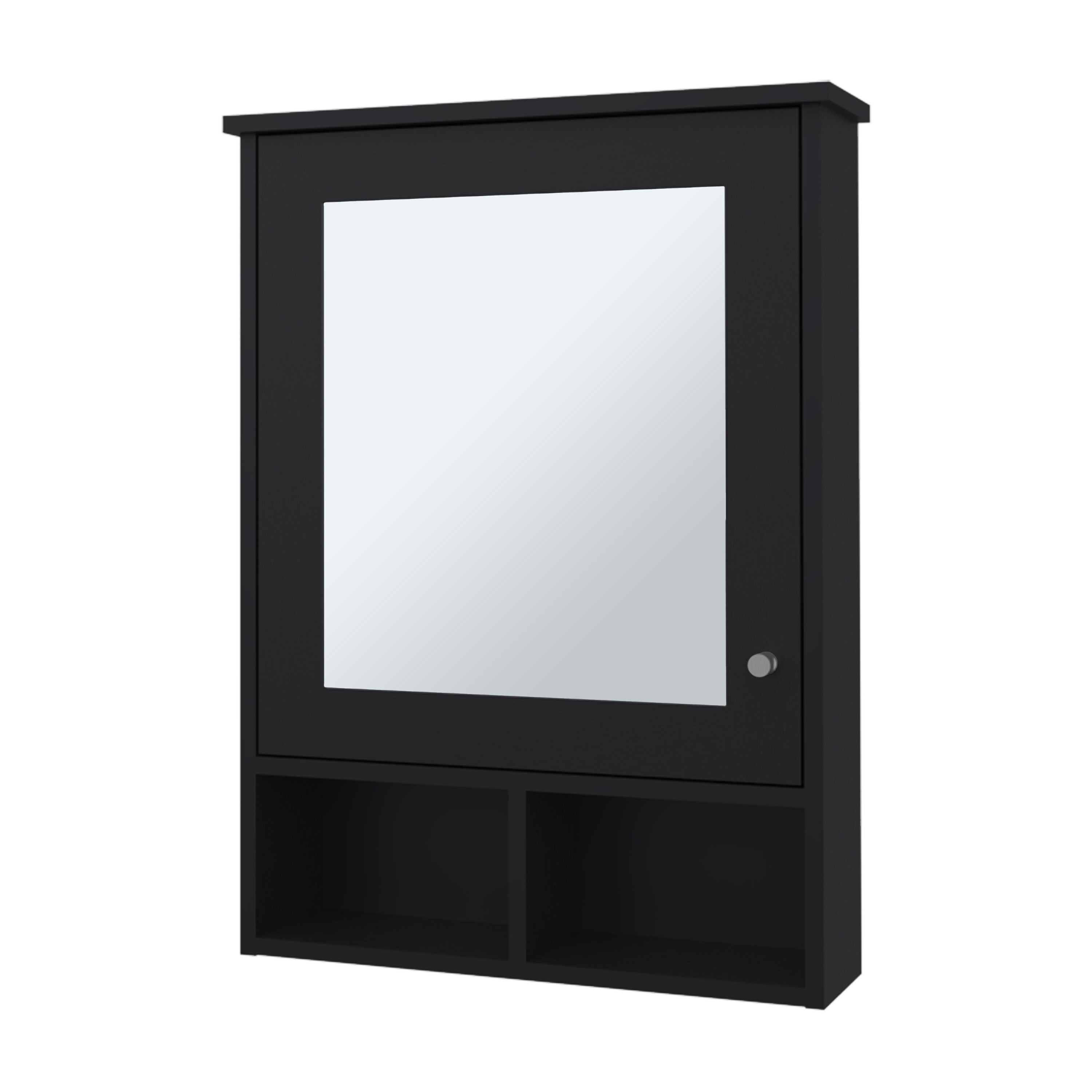 LIVACA 21 inch x 29 inch Black Melamine Medicine Cabinet with a Door and Included Mirror with Multi-Purpose Storage